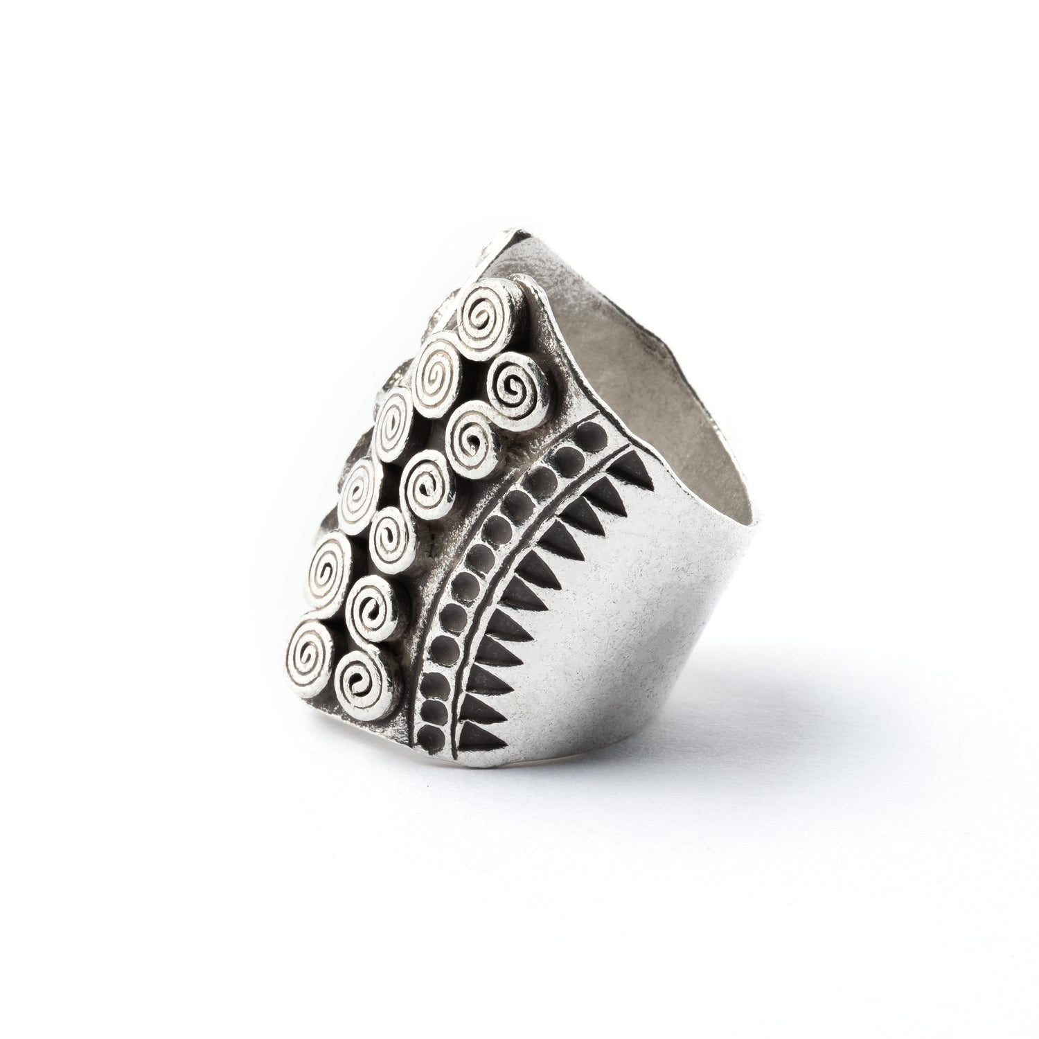 Hill Tribe Silver Open Band Ring  side view