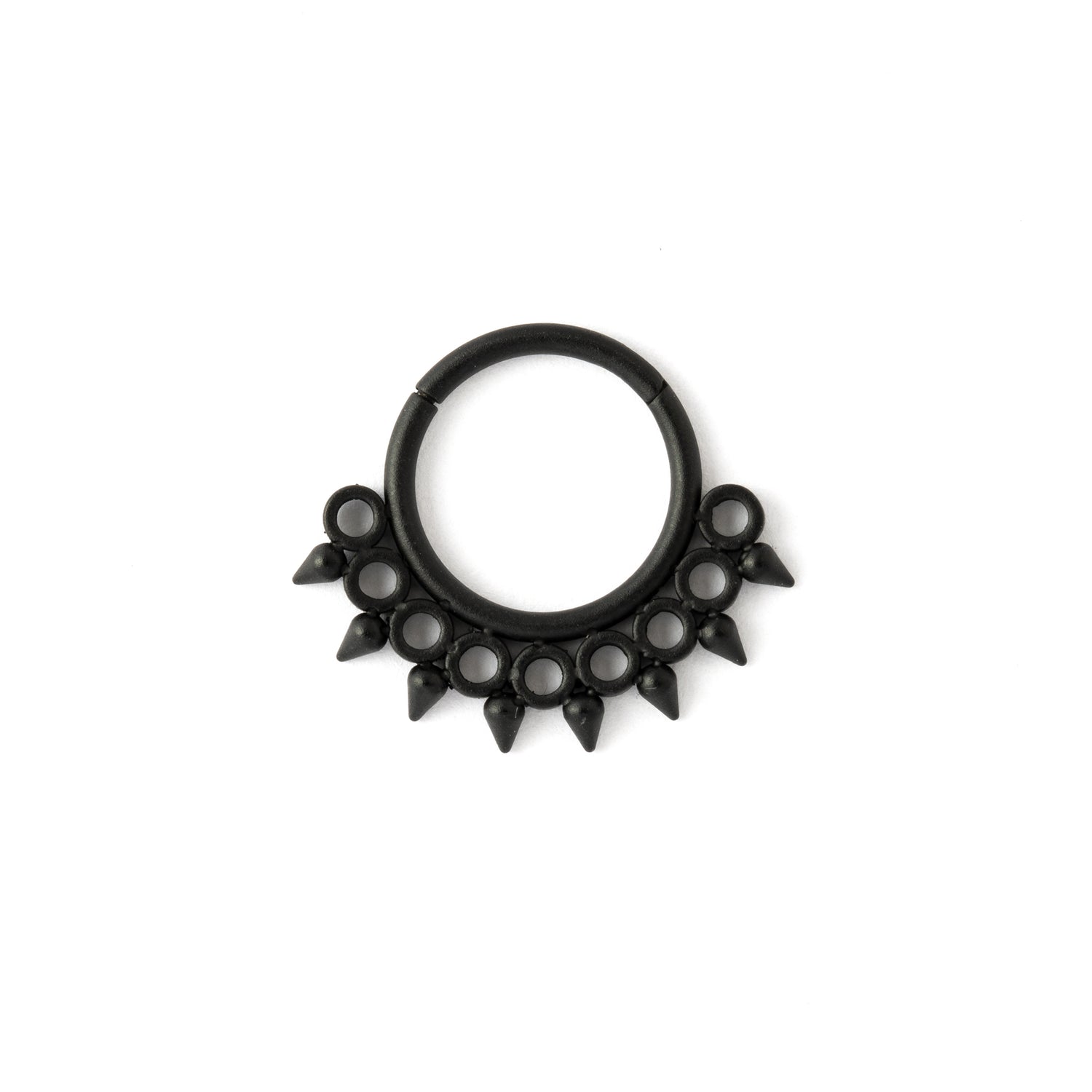 Triton Black surgical steel Septum Clicker ring frontal view