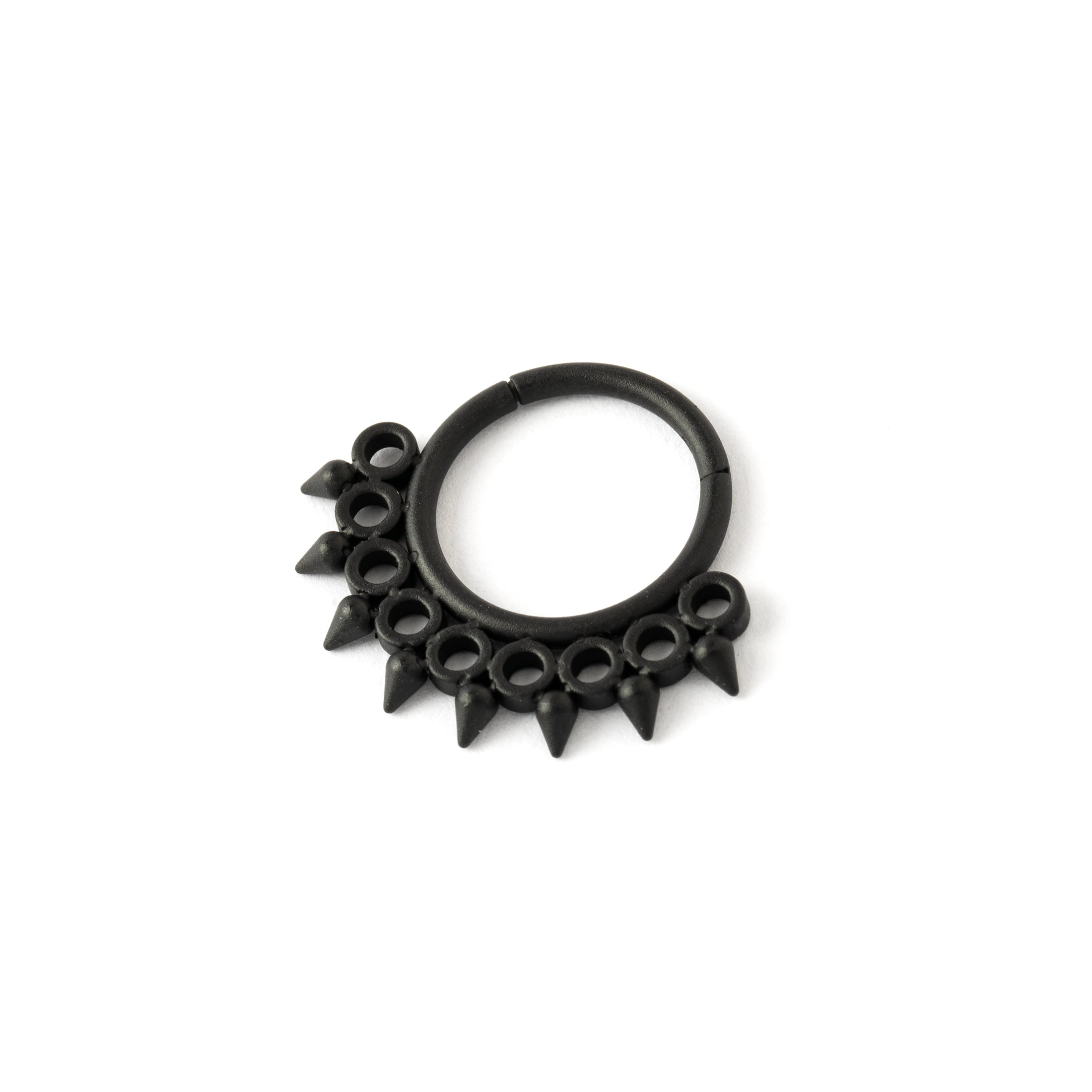 Triton Black surgical steel Septum Clicker ring right side view