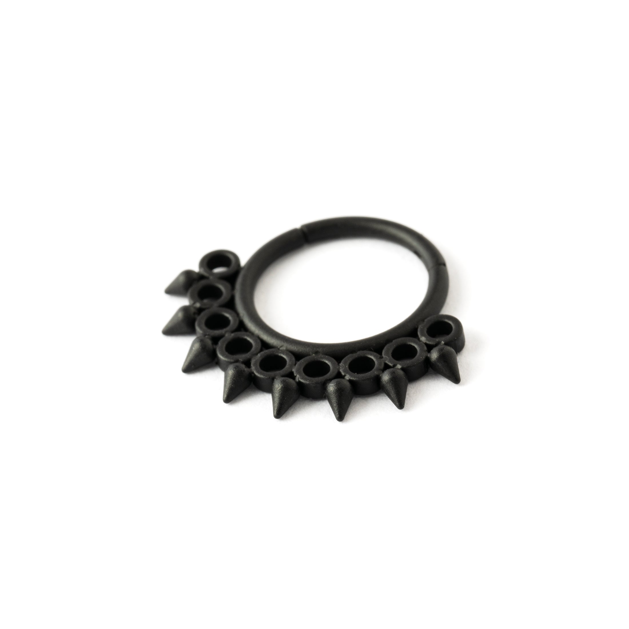 Triton Black surgical steel Septum Clicker ring right side view