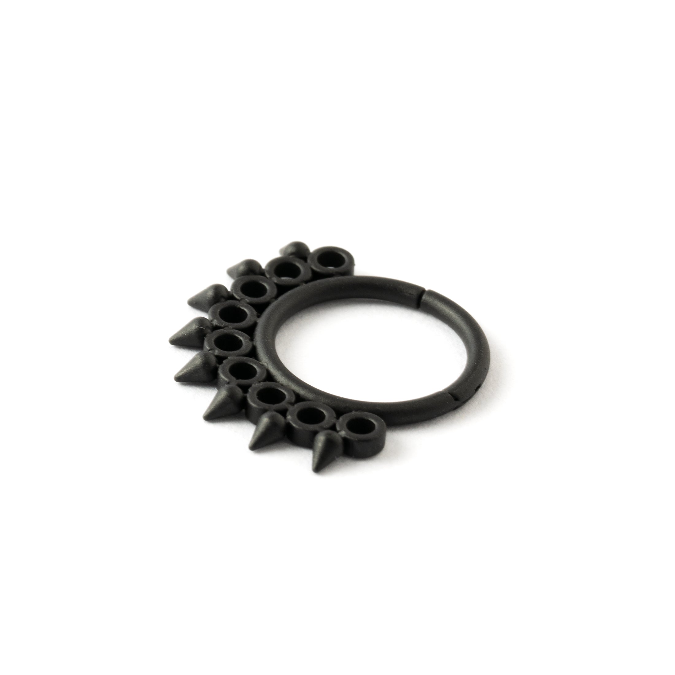 Triton Black surgical steel Septum Clicker ring side view