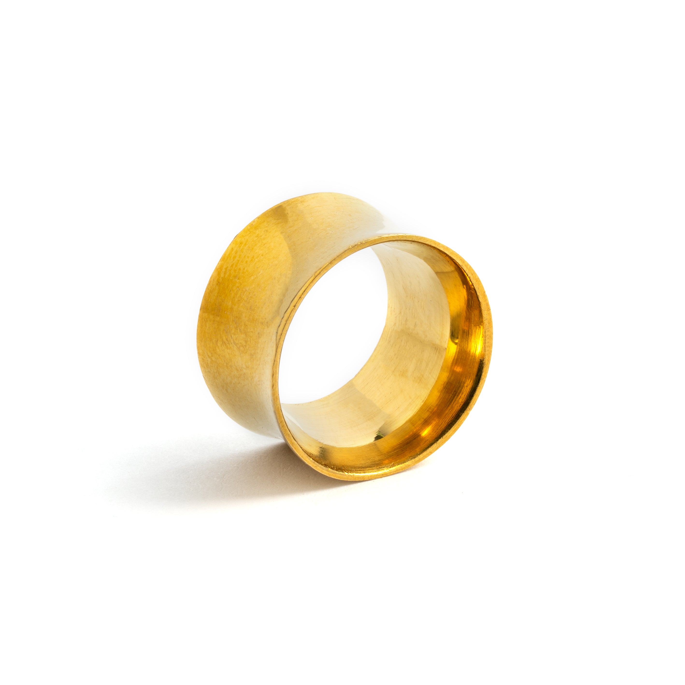 single golden brass with Turquoise ear plug back view