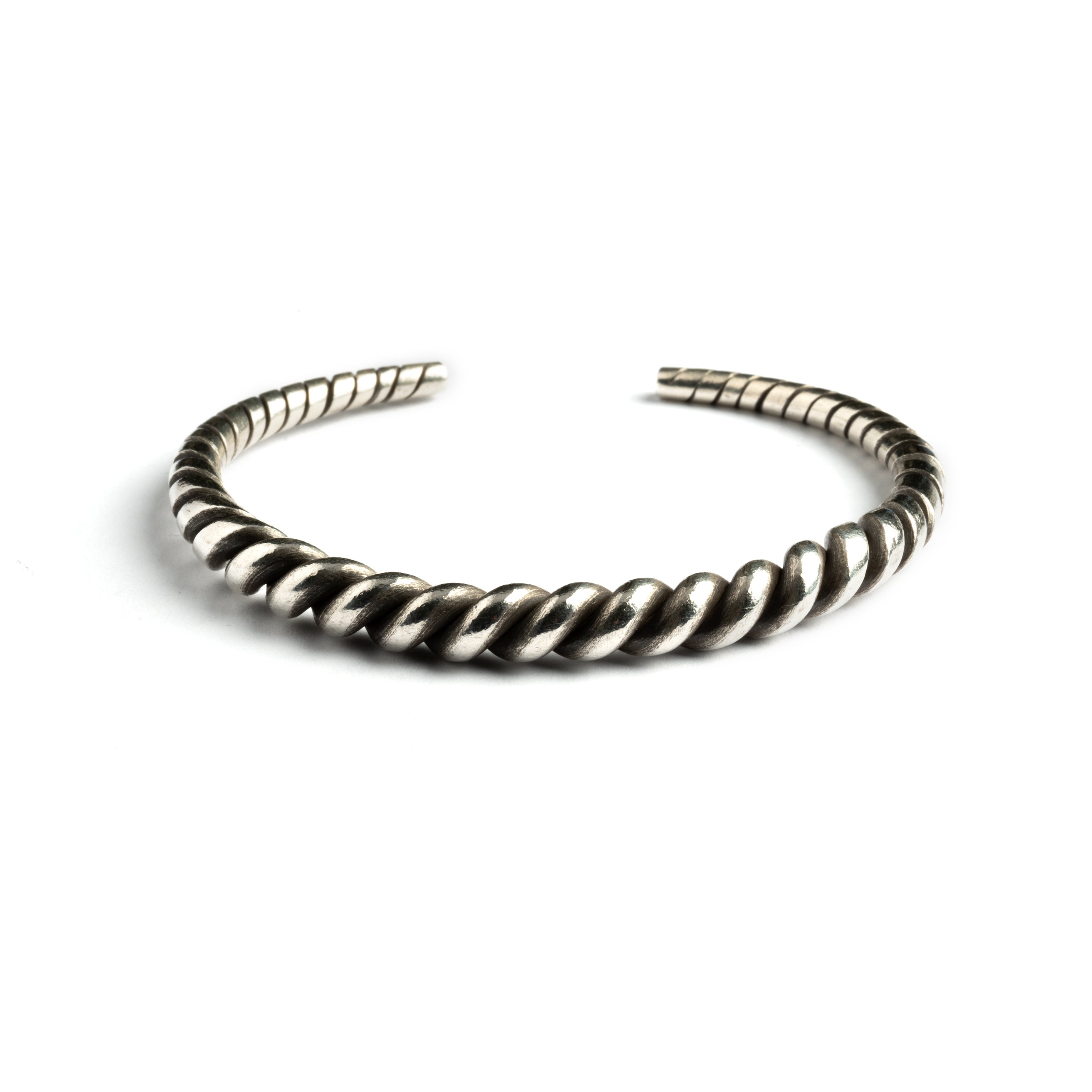 Twisted Silver Open Bracelet frontal view