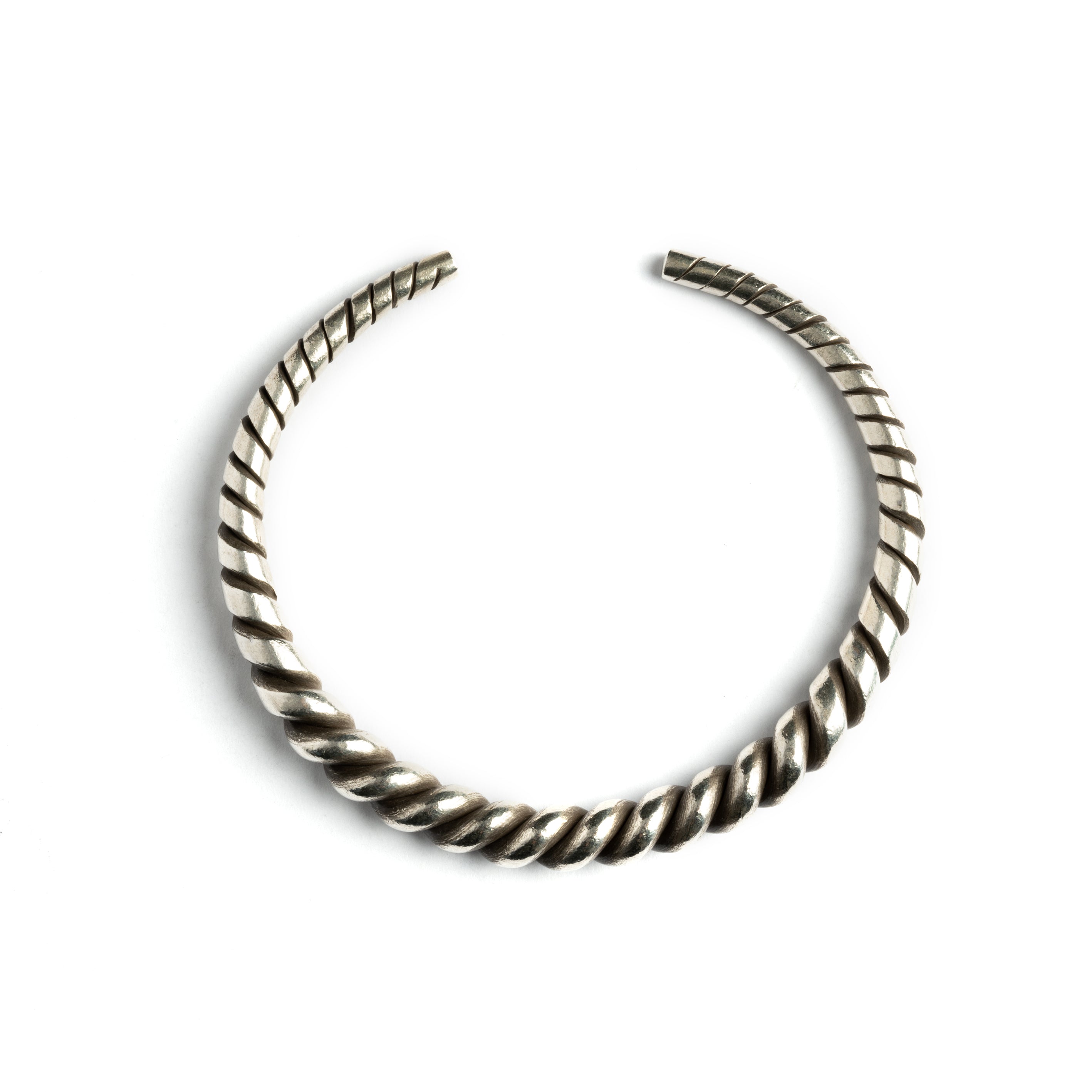 Twisted Silver Open Bracelet side view
