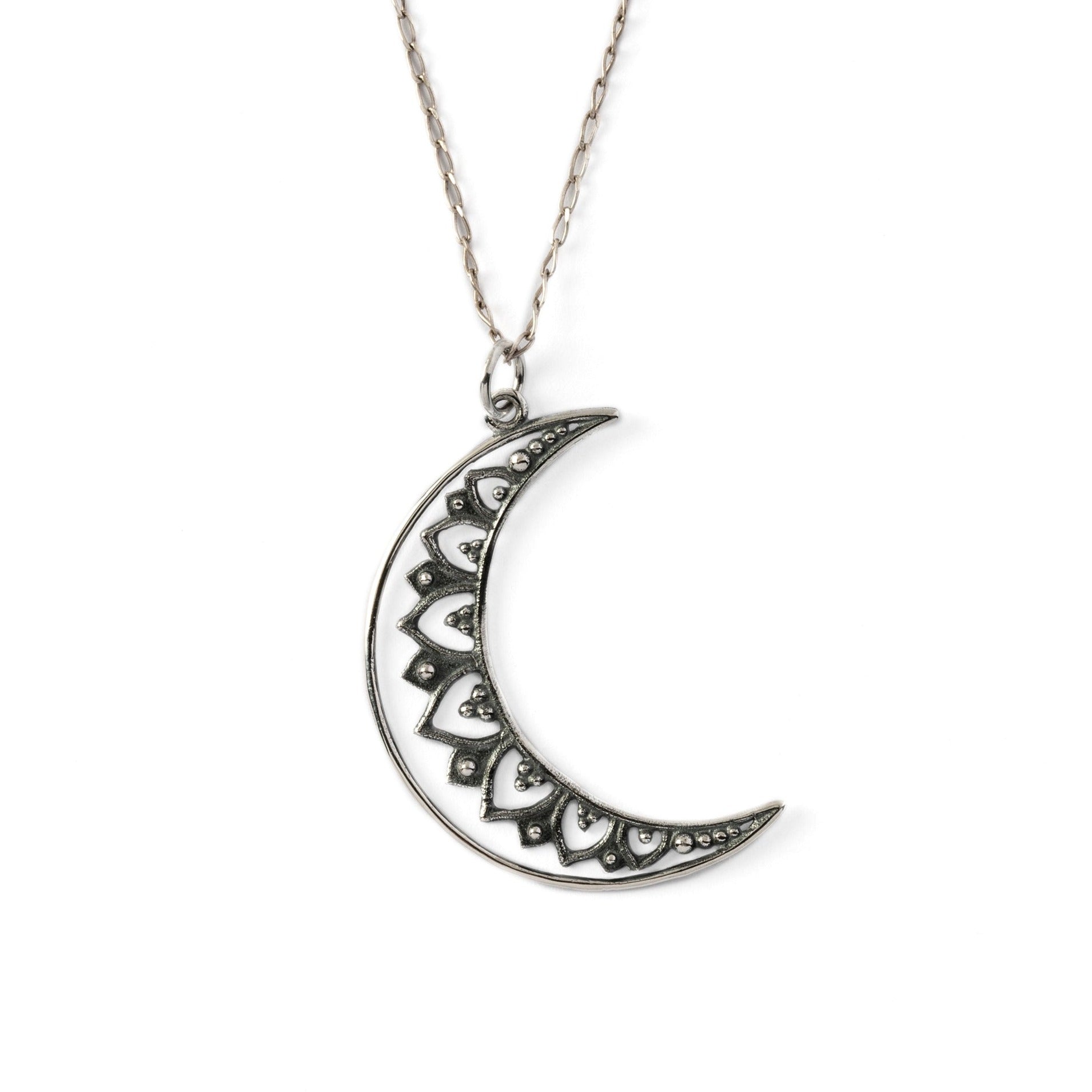 Vinyasa Moon Silver Necklace frontal view