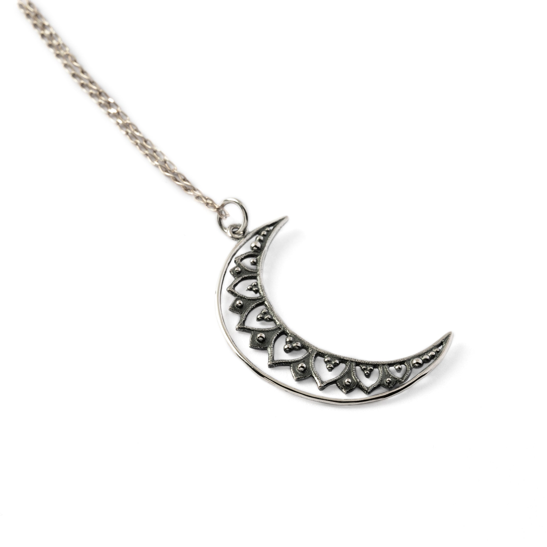 Vinyasa Moon Silver Necklace right side view