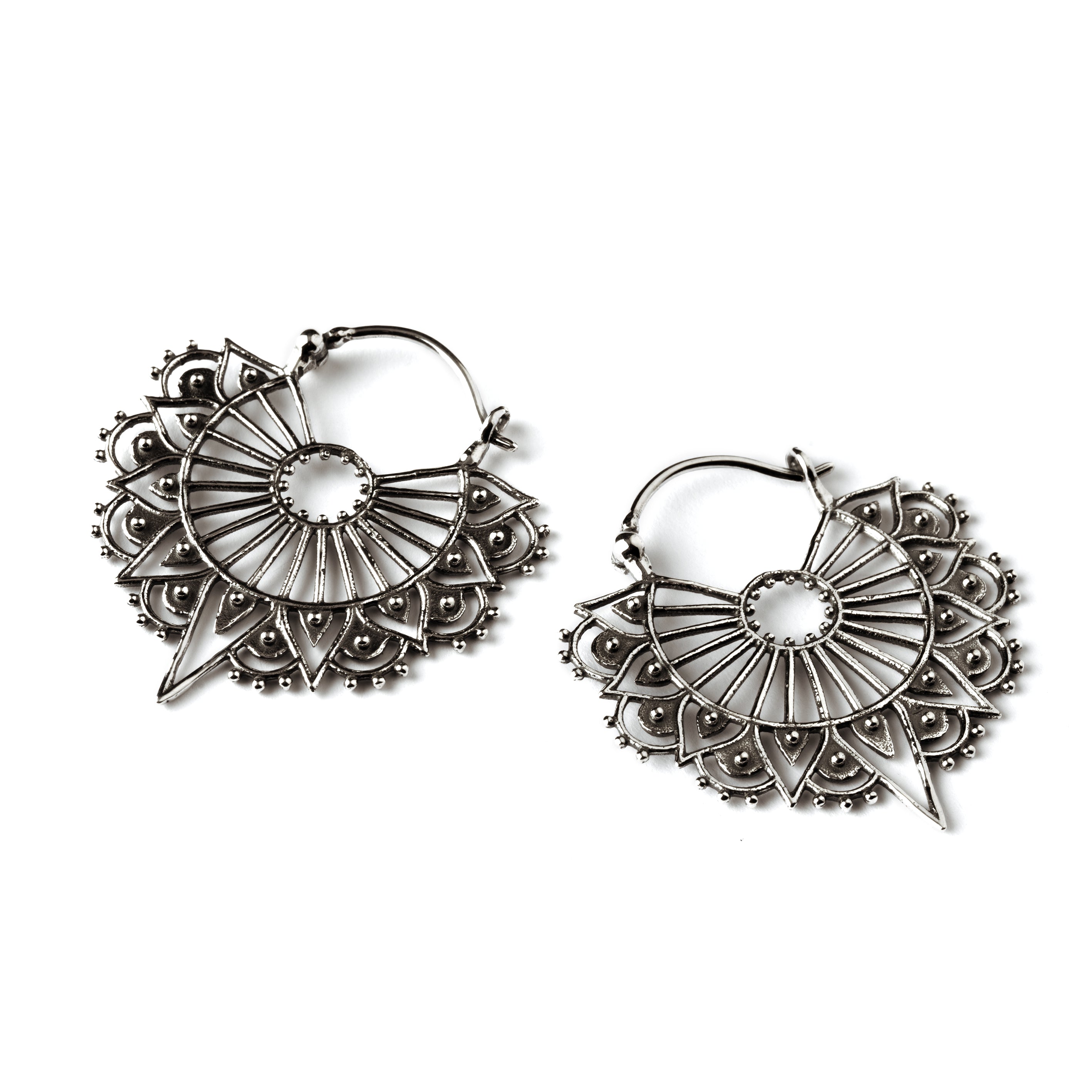 Vinyasa Silver earrings frontal view