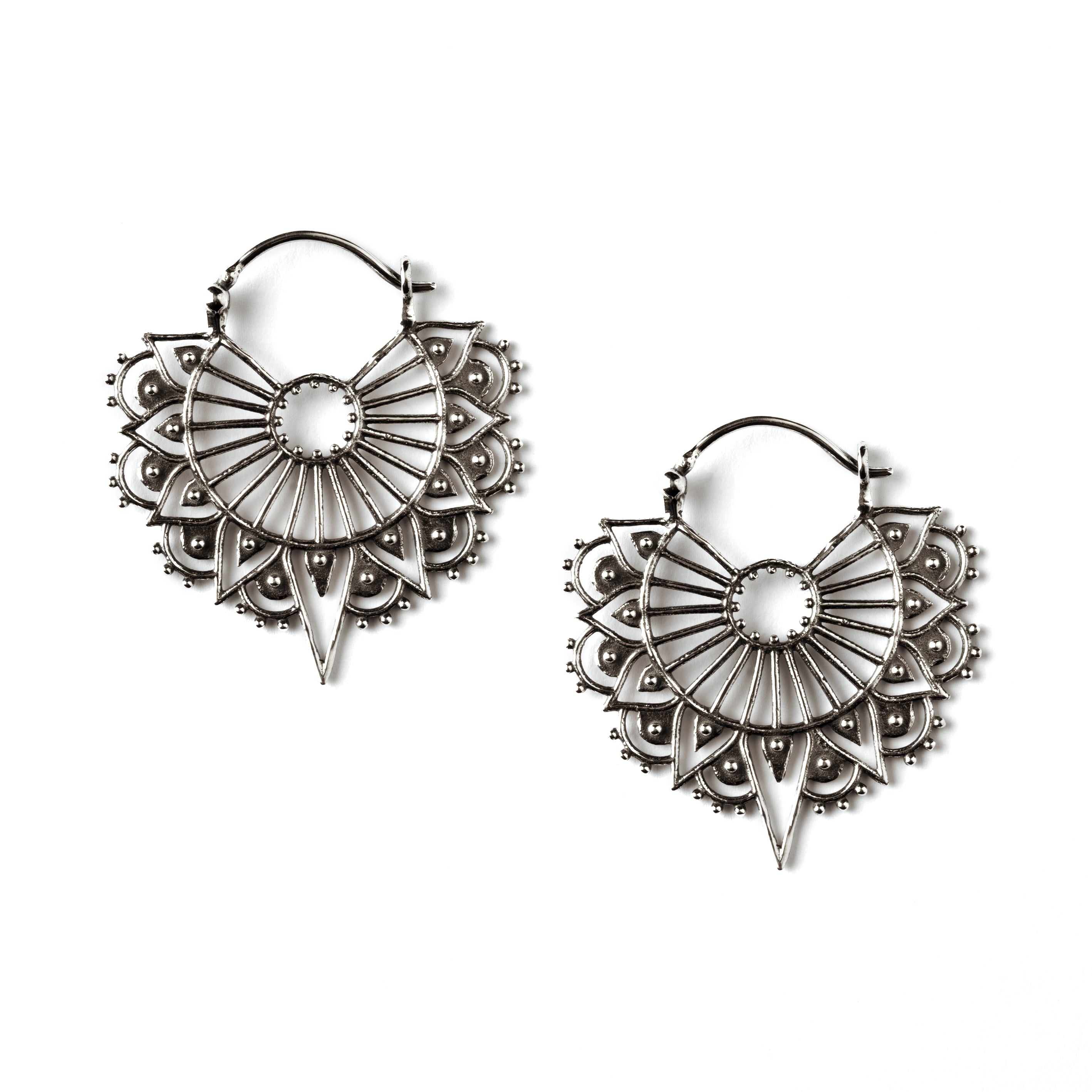 Vinyasa Silver earrings frontal view