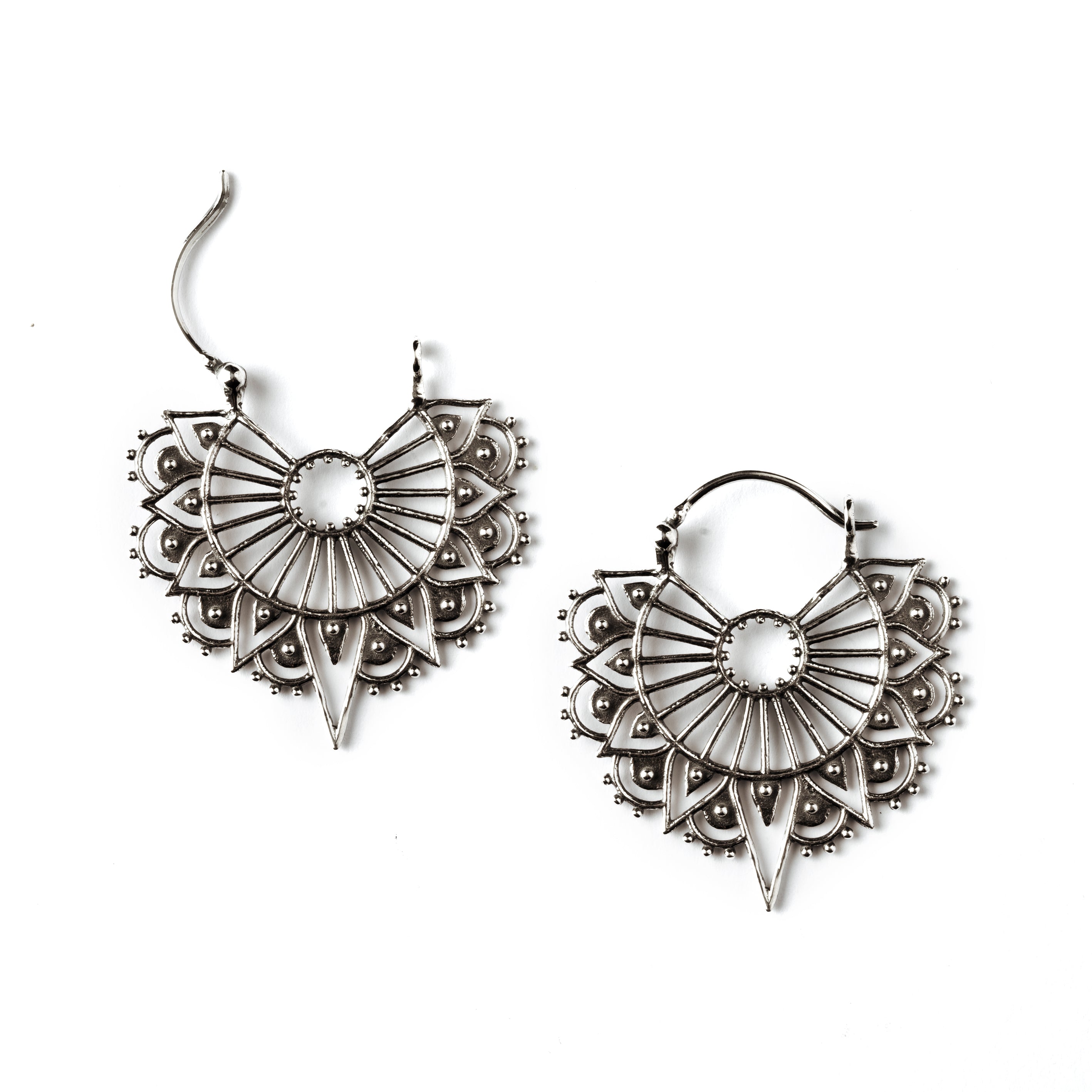 Vinyasa Silver earrings open closure view