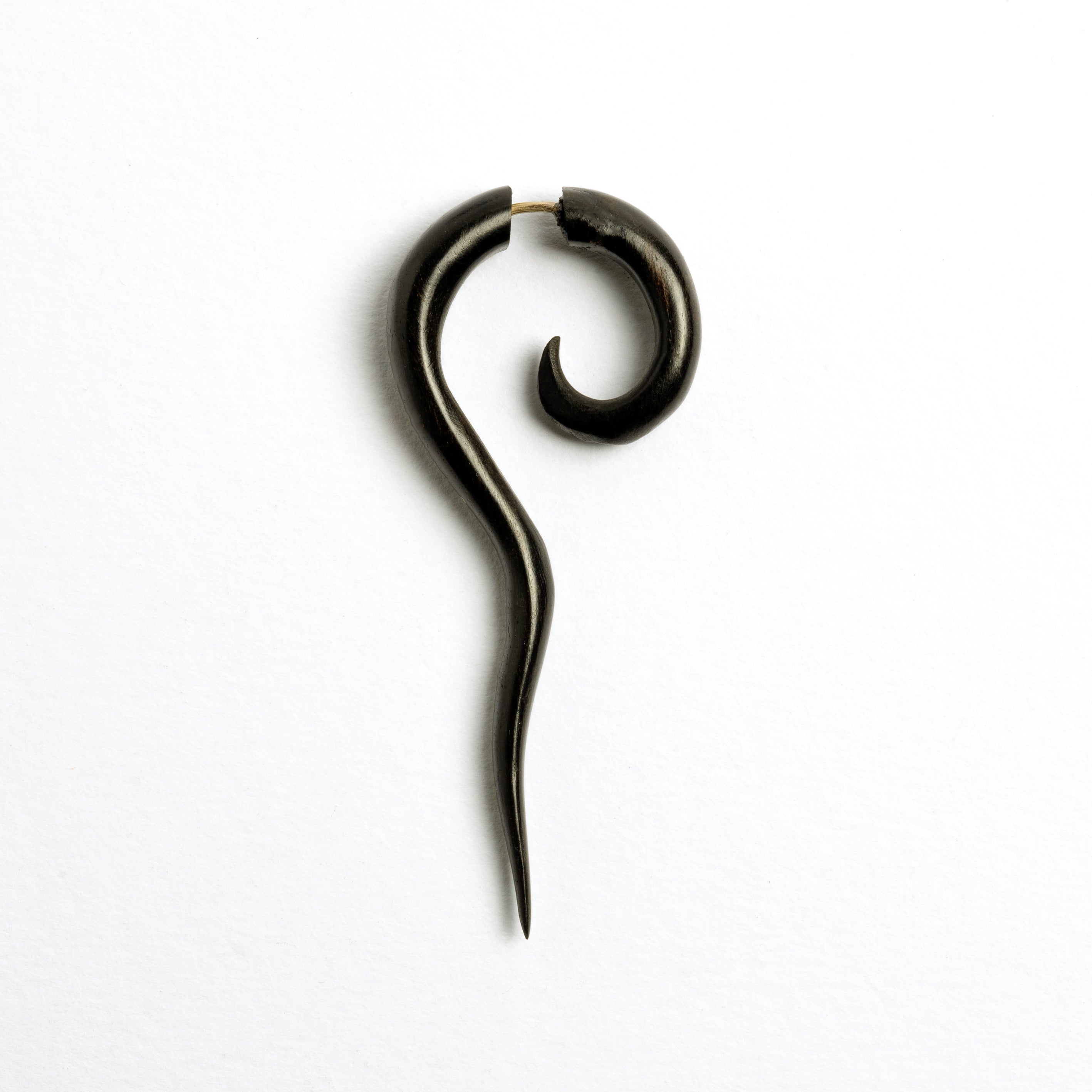 Wailuku black wood Fake Gauge Earring with stone and silver inlays - Faux Gauge Earrings - Fake Ear Gauges - Fake Ear Stretcher - Fake Piercing - Gauge Jewellery - Faux Piercing - Faux Ear Stretcher - Tribal Piercing - Indian Piercing - Fake Expanders - Split Ear Stretcher - Tribal Expander - Fake Stretchers- Organic Jewellery - Tribal Earrings - Indian Earrings - Tribal Jewellery - Indian Jewellery - Spiral Jewellery - Ethnic Jewellery - Spiral Fake Gauge - Festival Fashion - Festival Jewellery