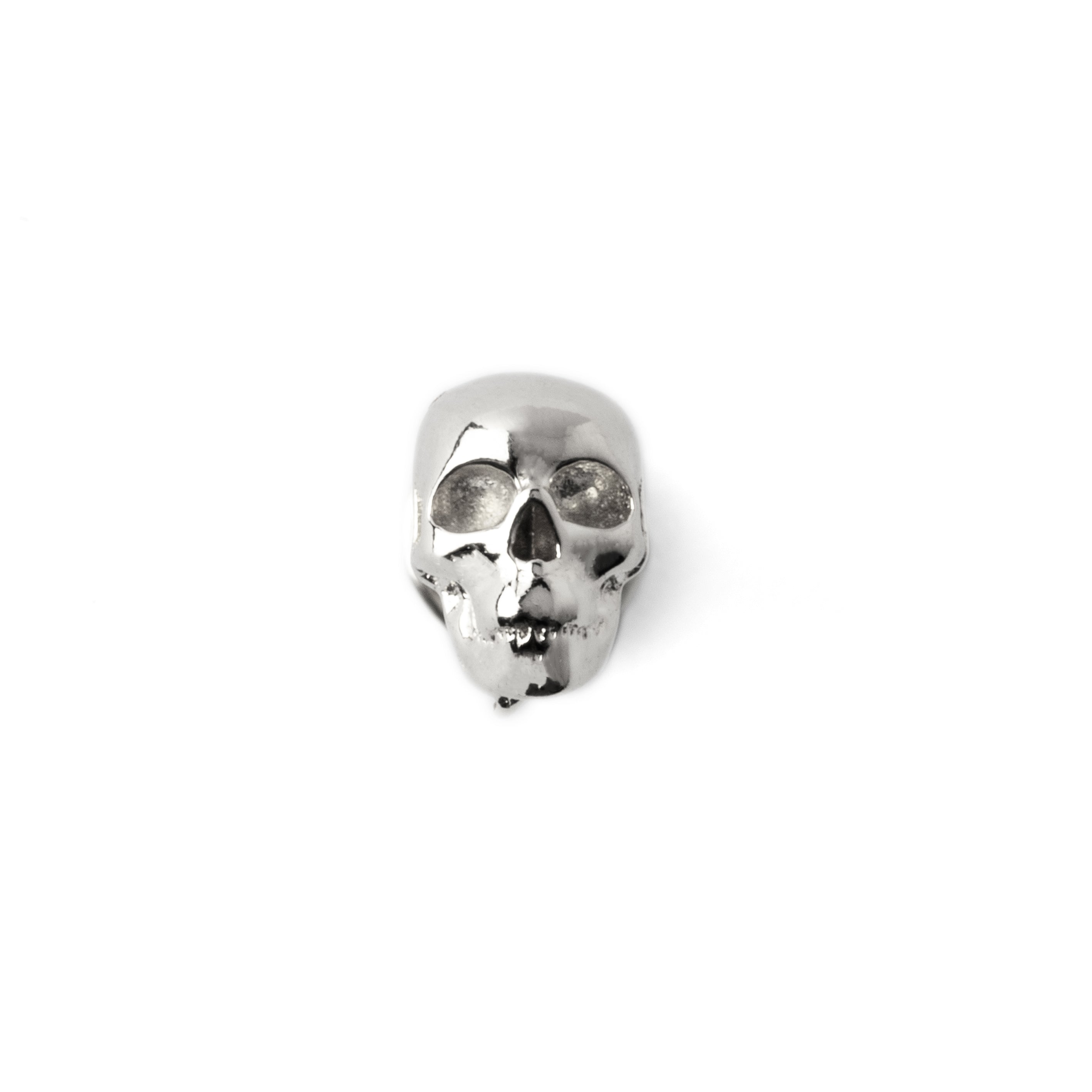 14k white gold skull labret frontal view