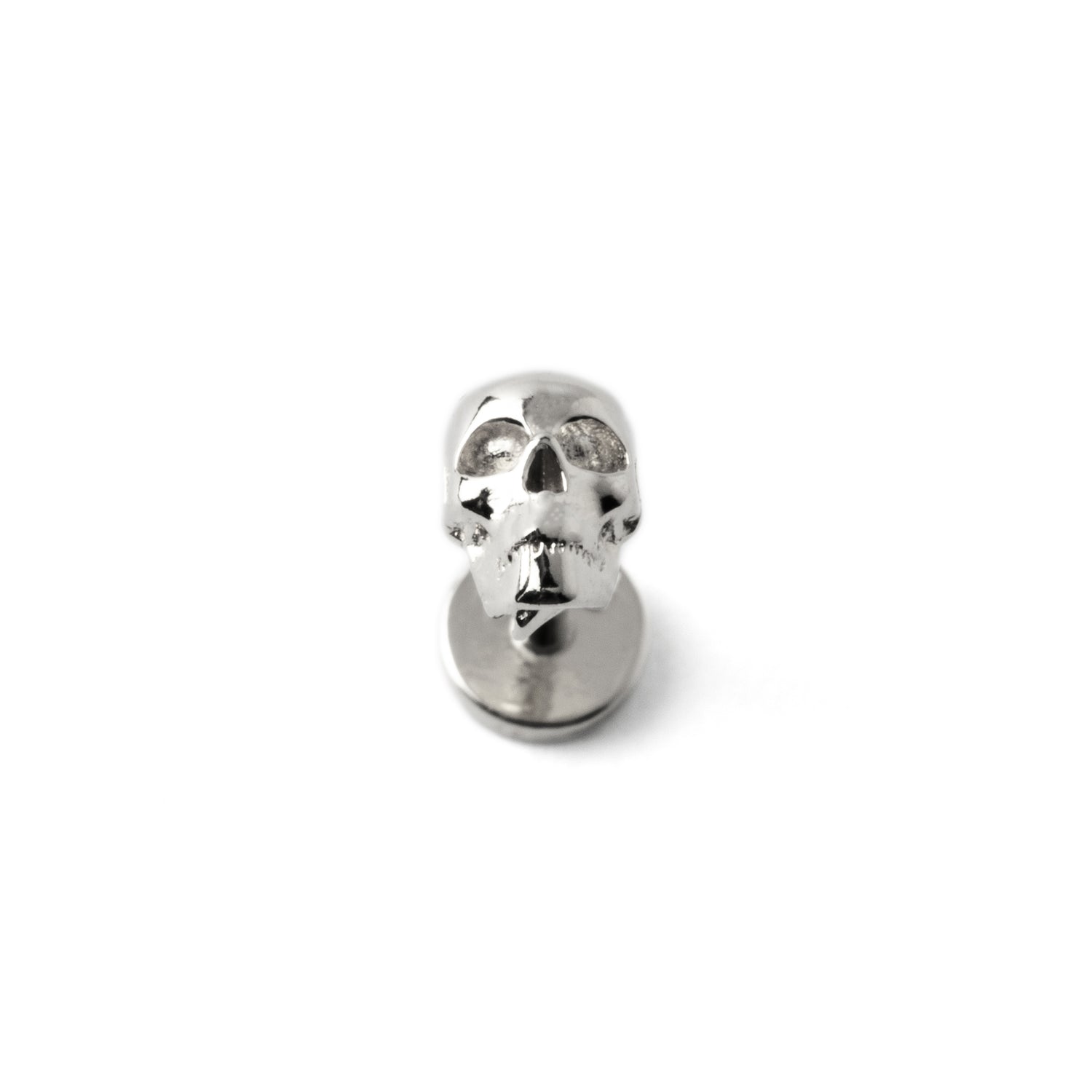14k white gold skull labret
