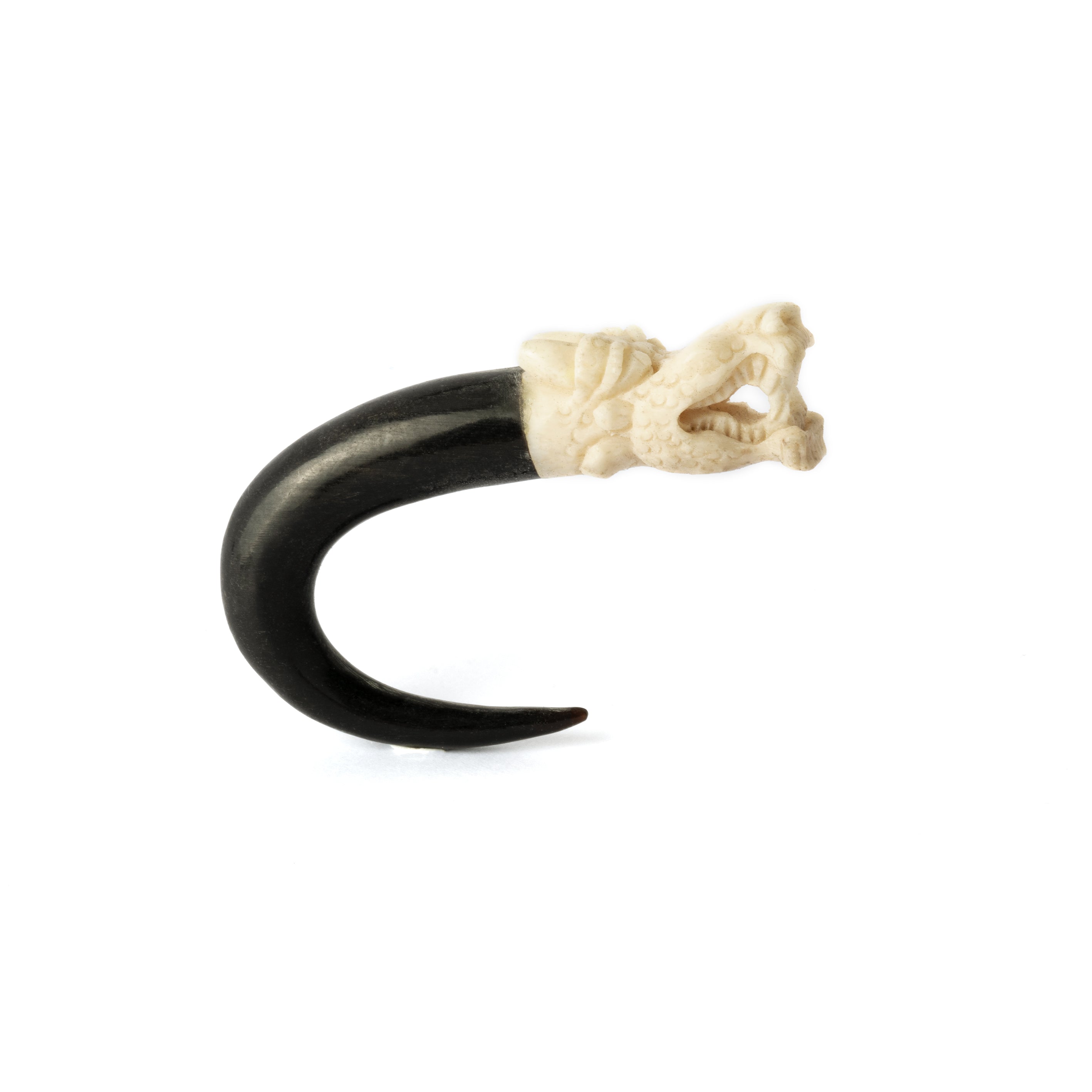 White dragon head ear stretcher side view