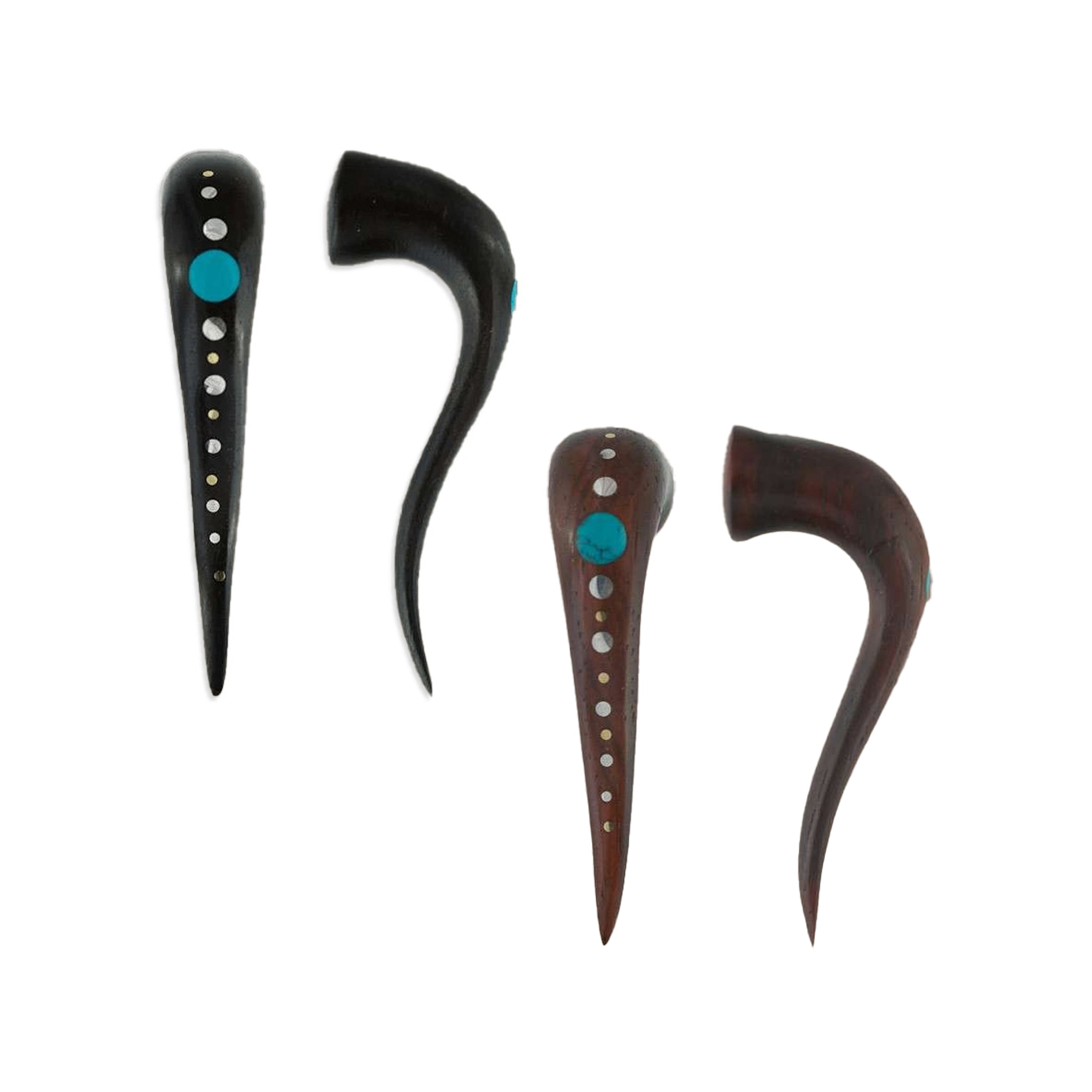 Wood Curvy Hook Stretchers with Turquoise