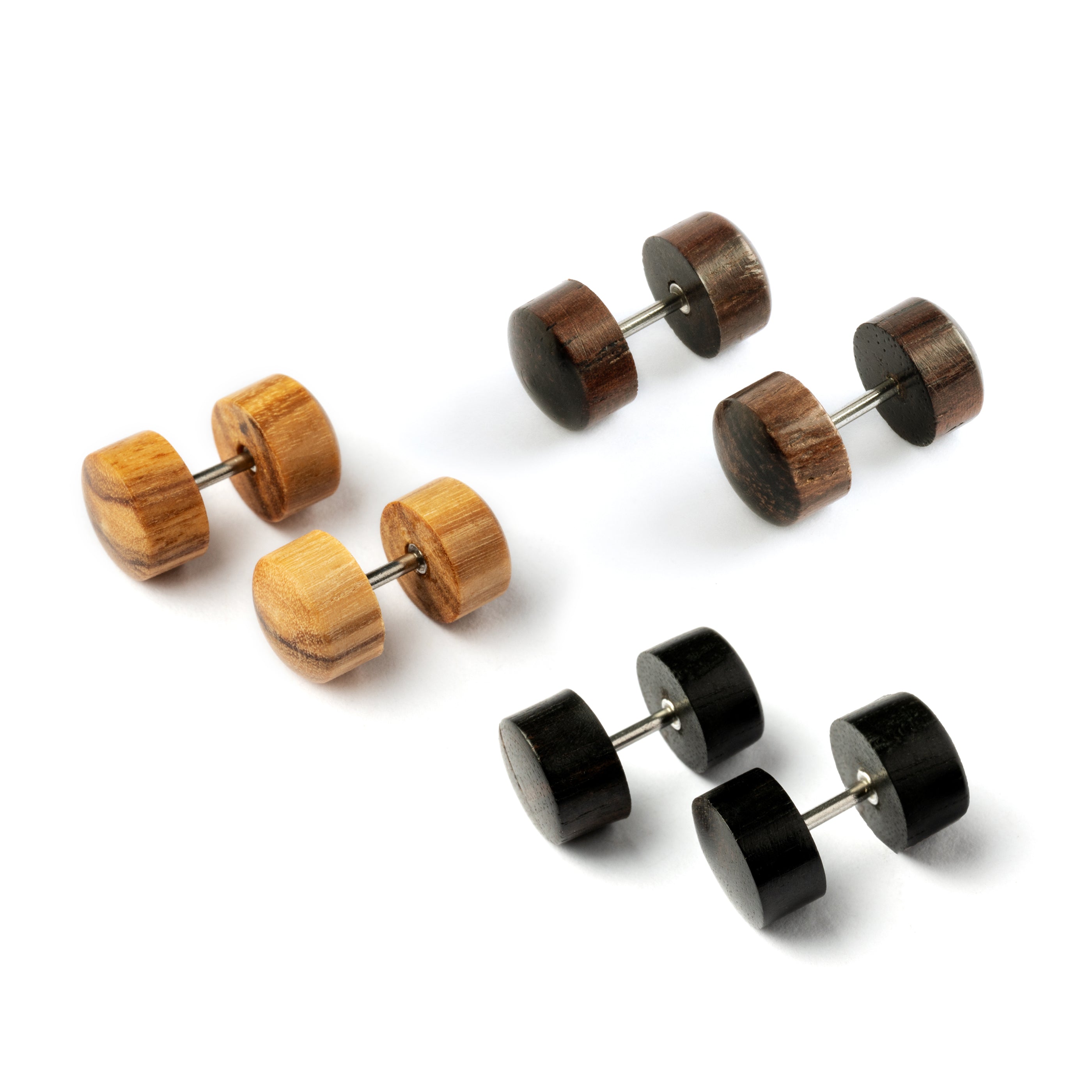 Narra Wood, Arang Blackwood, Light wood fake plugs earrings