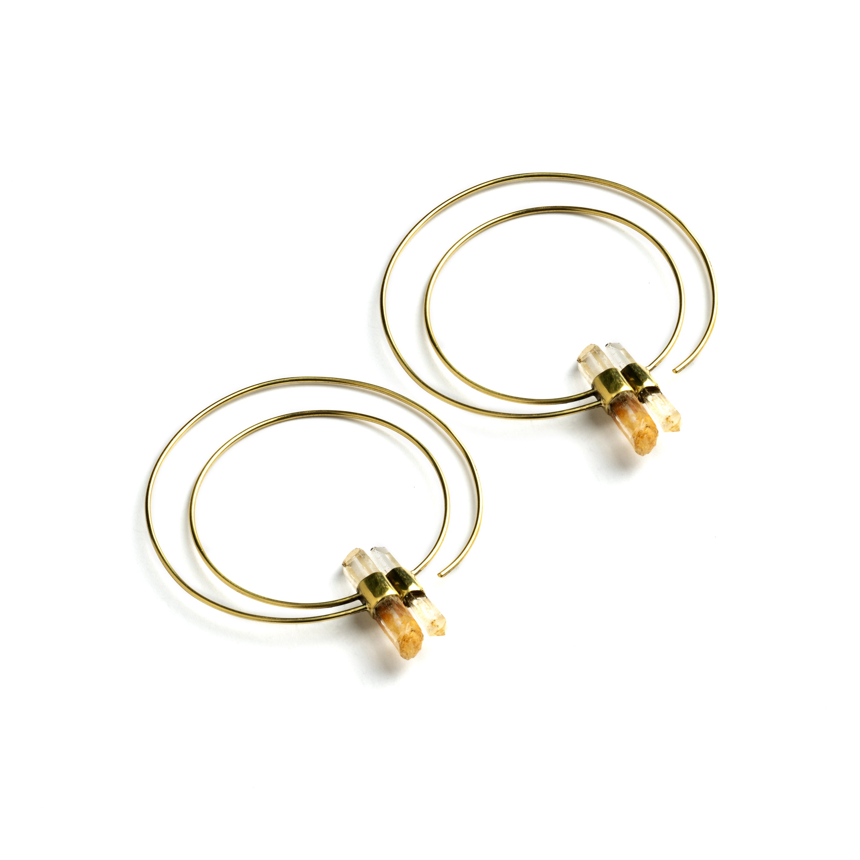 Zen Crystal Double Hoops left side view