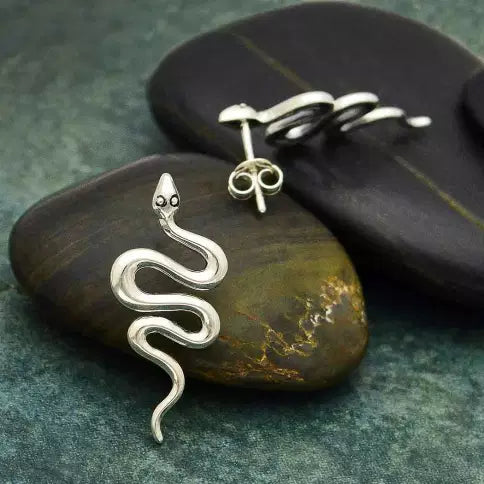 Silver snake sale stud earrings