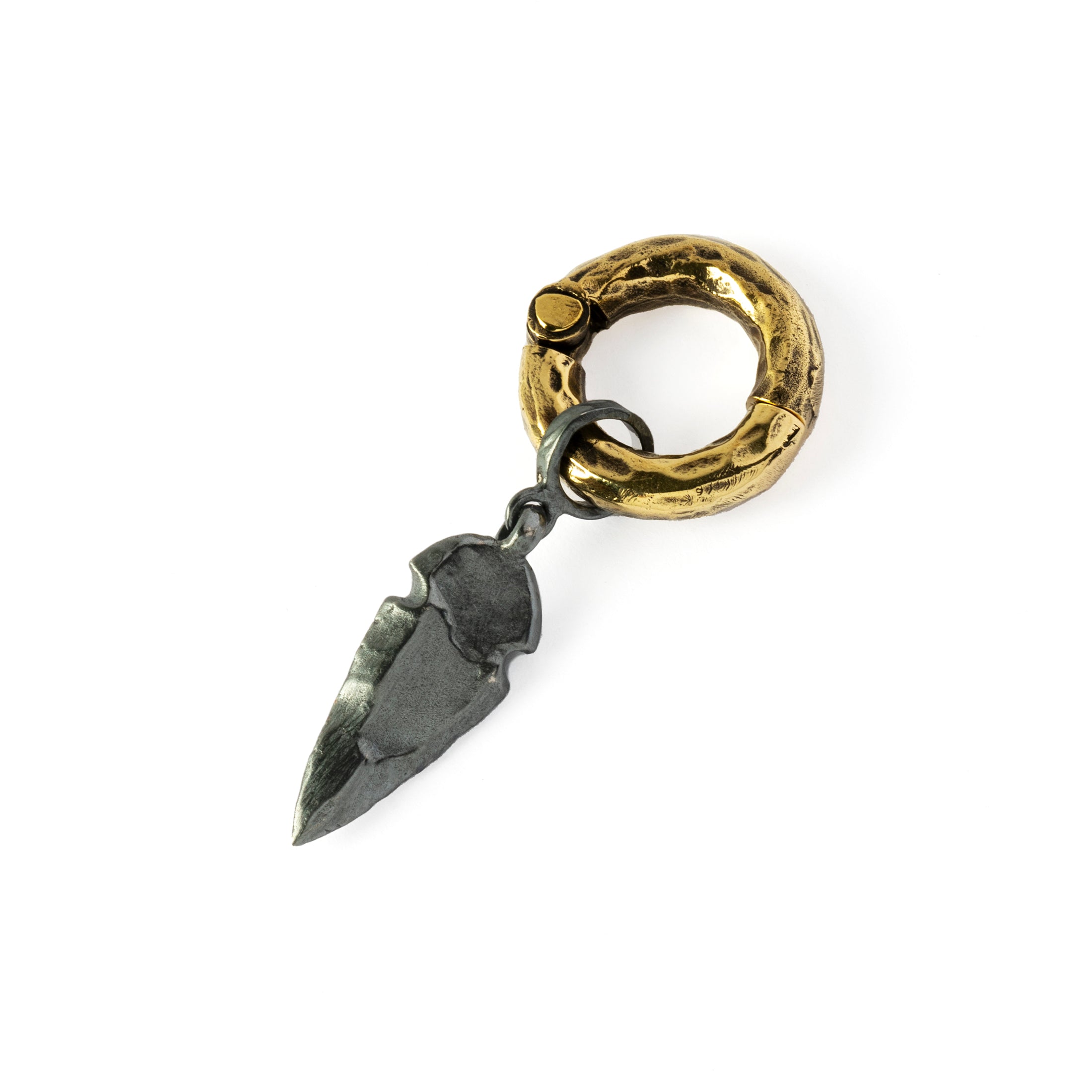 Golden Hoops with Black Silver Arrowhead Hangers