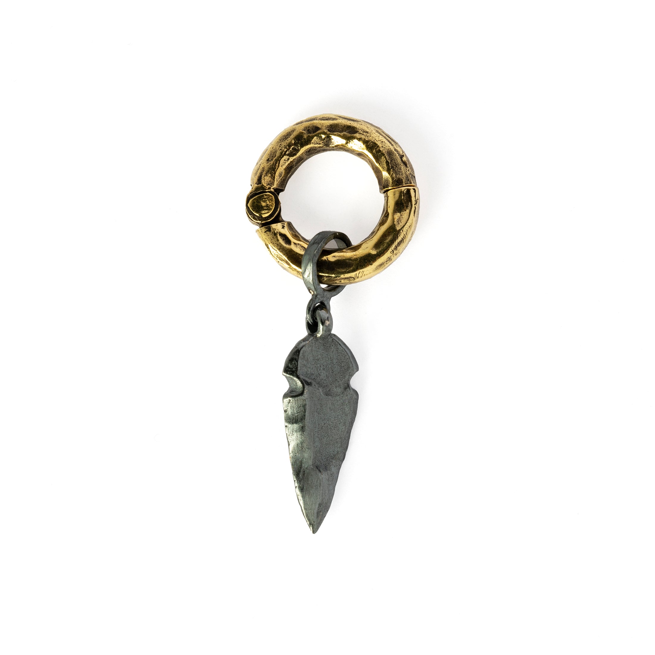 Golden Hoops with Black Silver Arrowhead Hangers