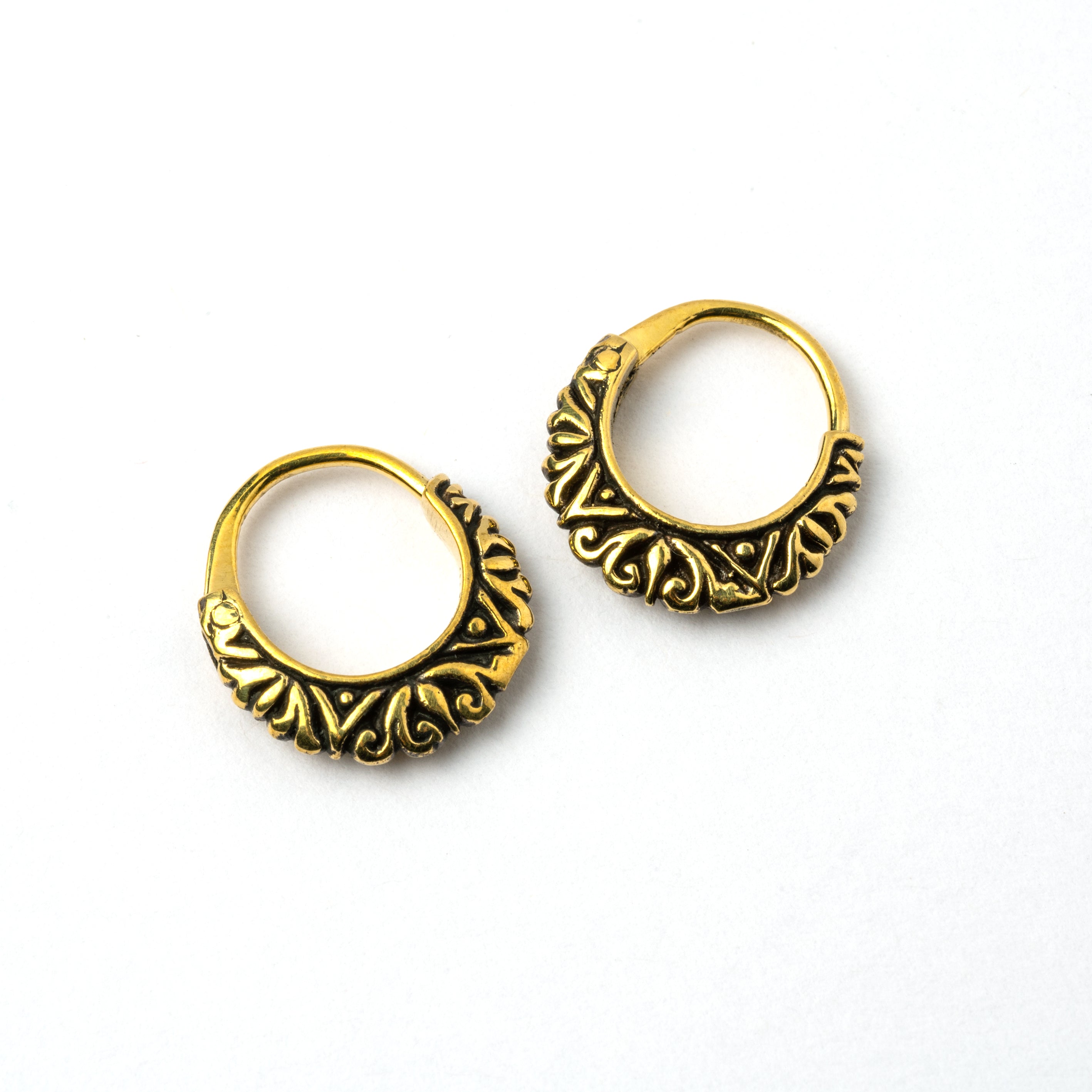 Ethnic Floral Hoop Earrings frontal view