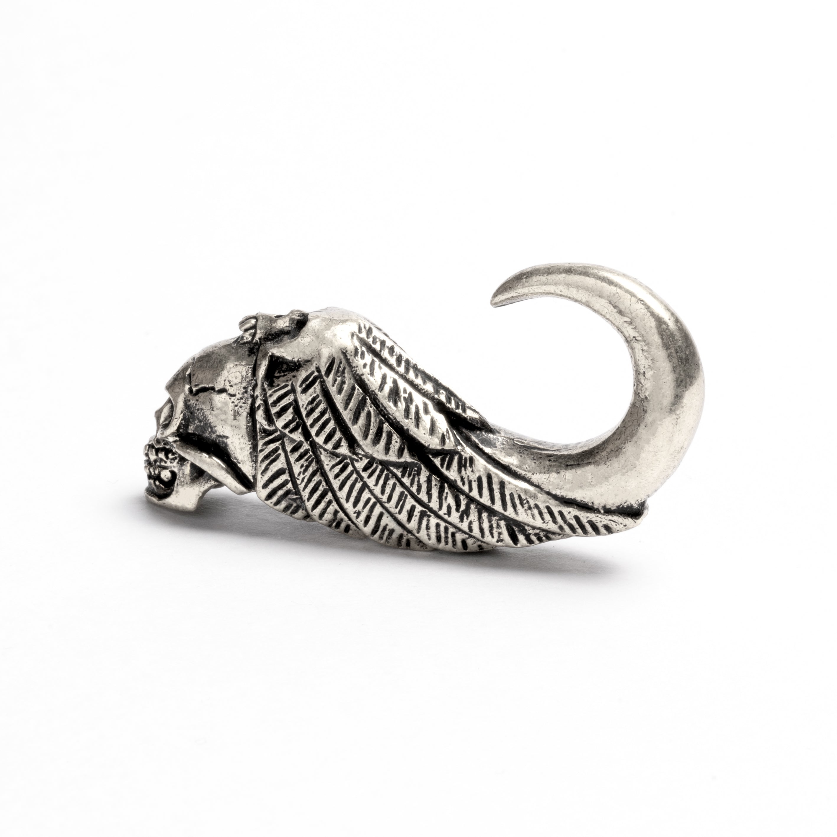 White Brass Skull Ear Weights | Tribu Dark Jewellery London