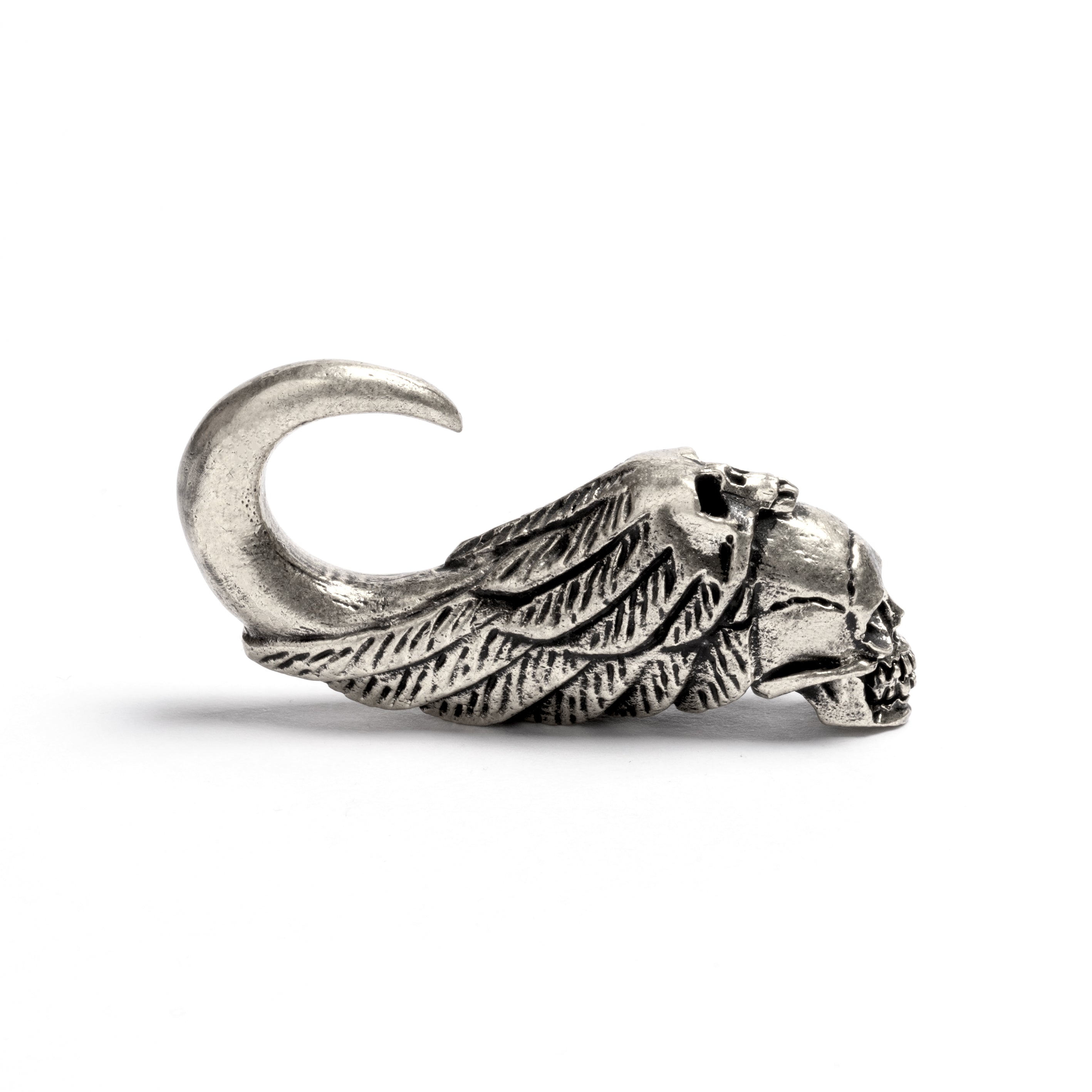 White Brass Skull Ear Weights | Tribu Dark Jewellery London