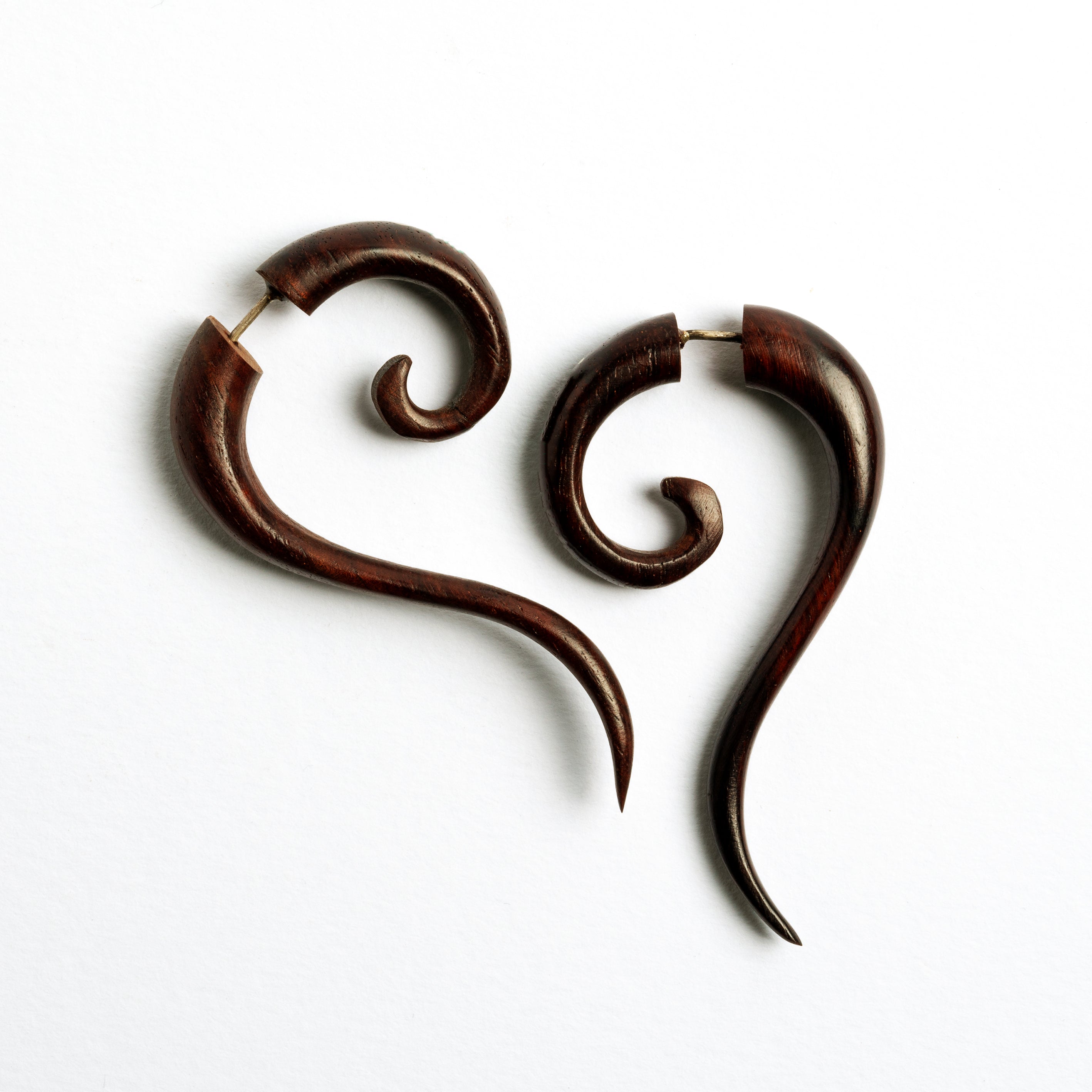 pair of Haku Wood fake gauge Earrings