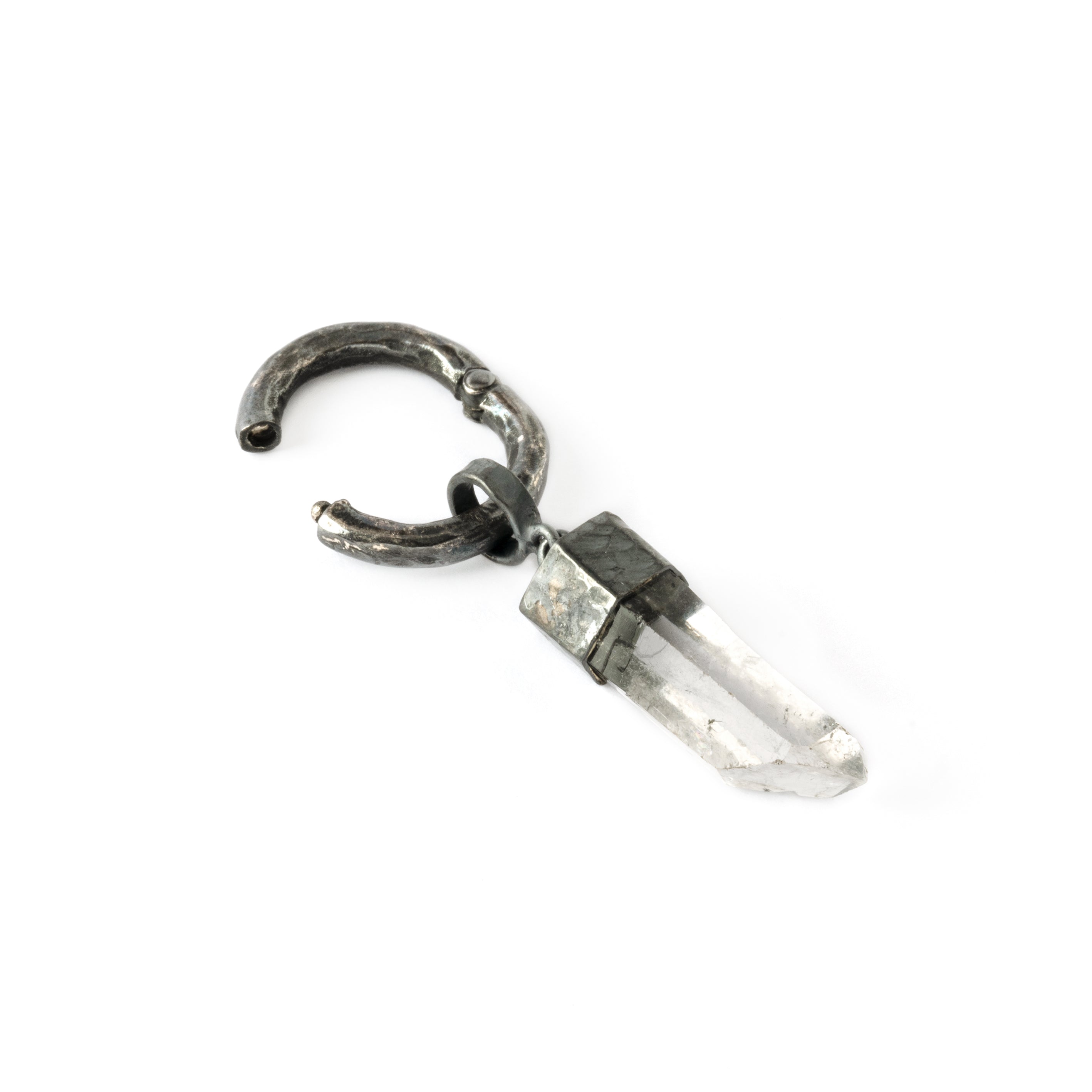 3mm black silver hoop with Crystal hanger clicker view