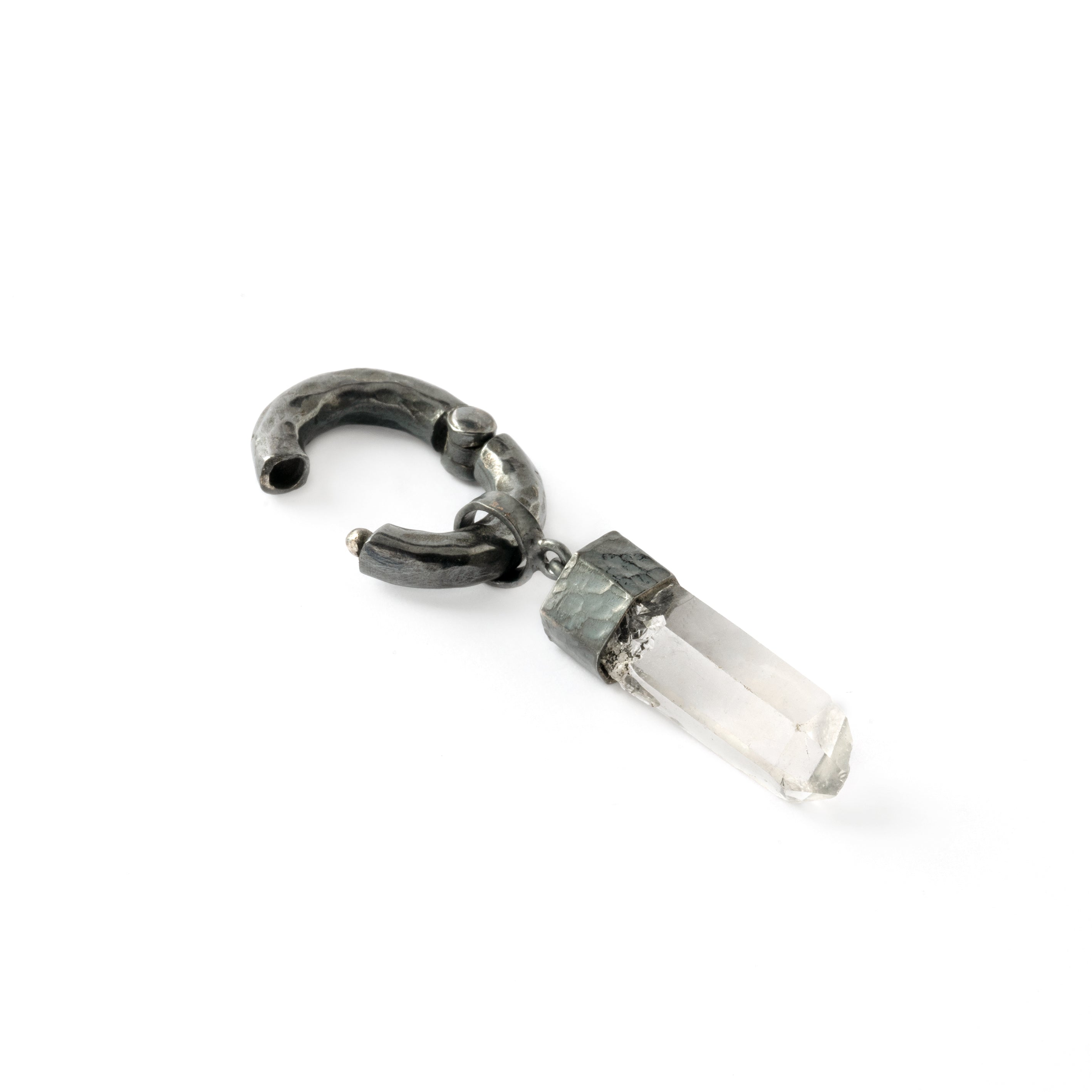 4mm black silver hoop with Crystal hanger clicker view