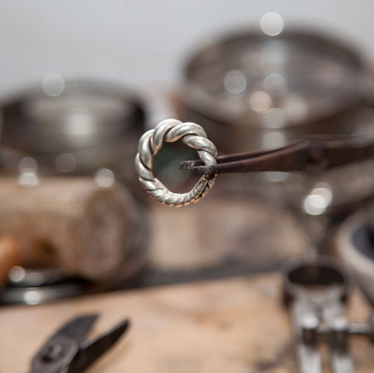 chunky 95% tribal silver twisted wire wrap ring workshop pic