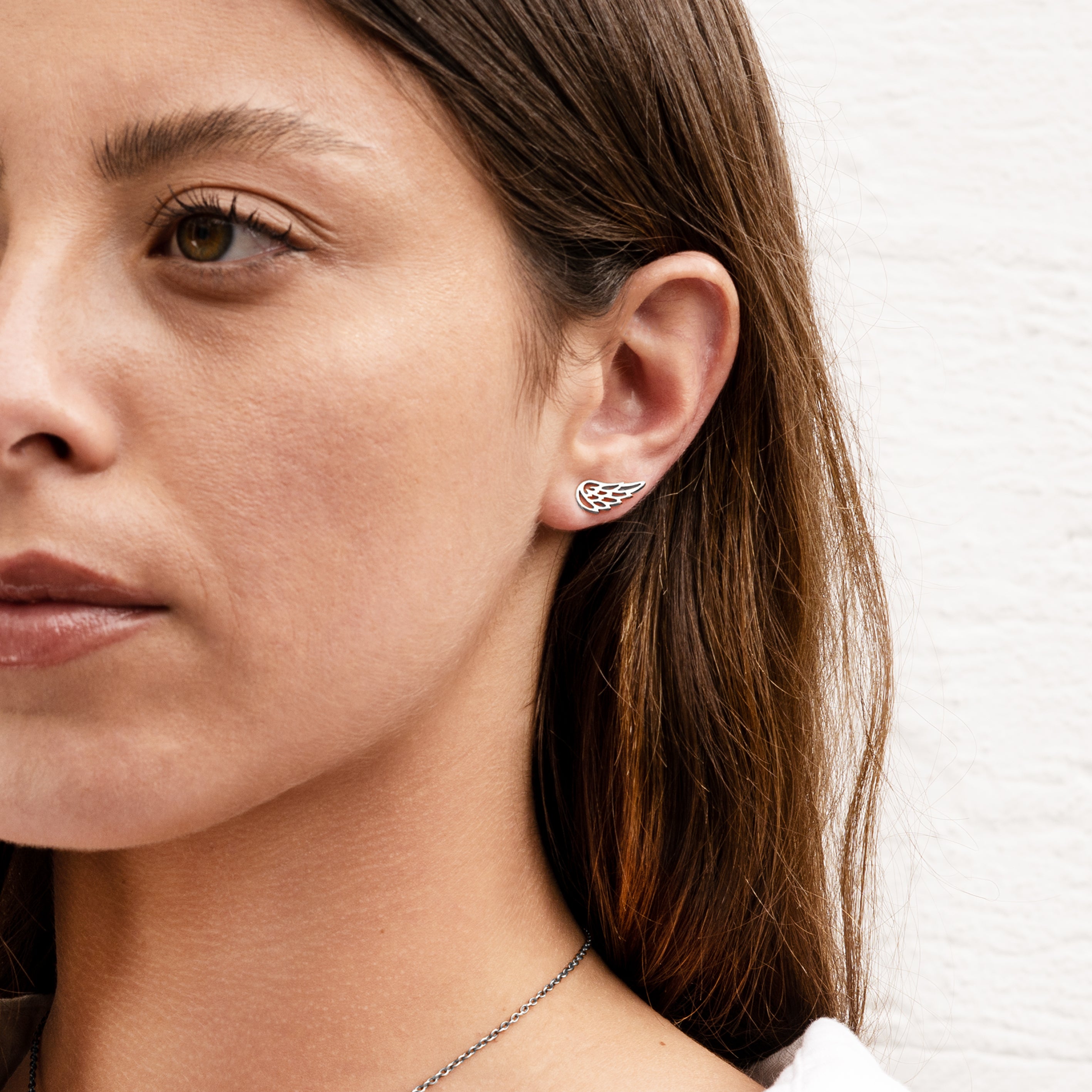 Wing Silver Ear Studs | Tribu London