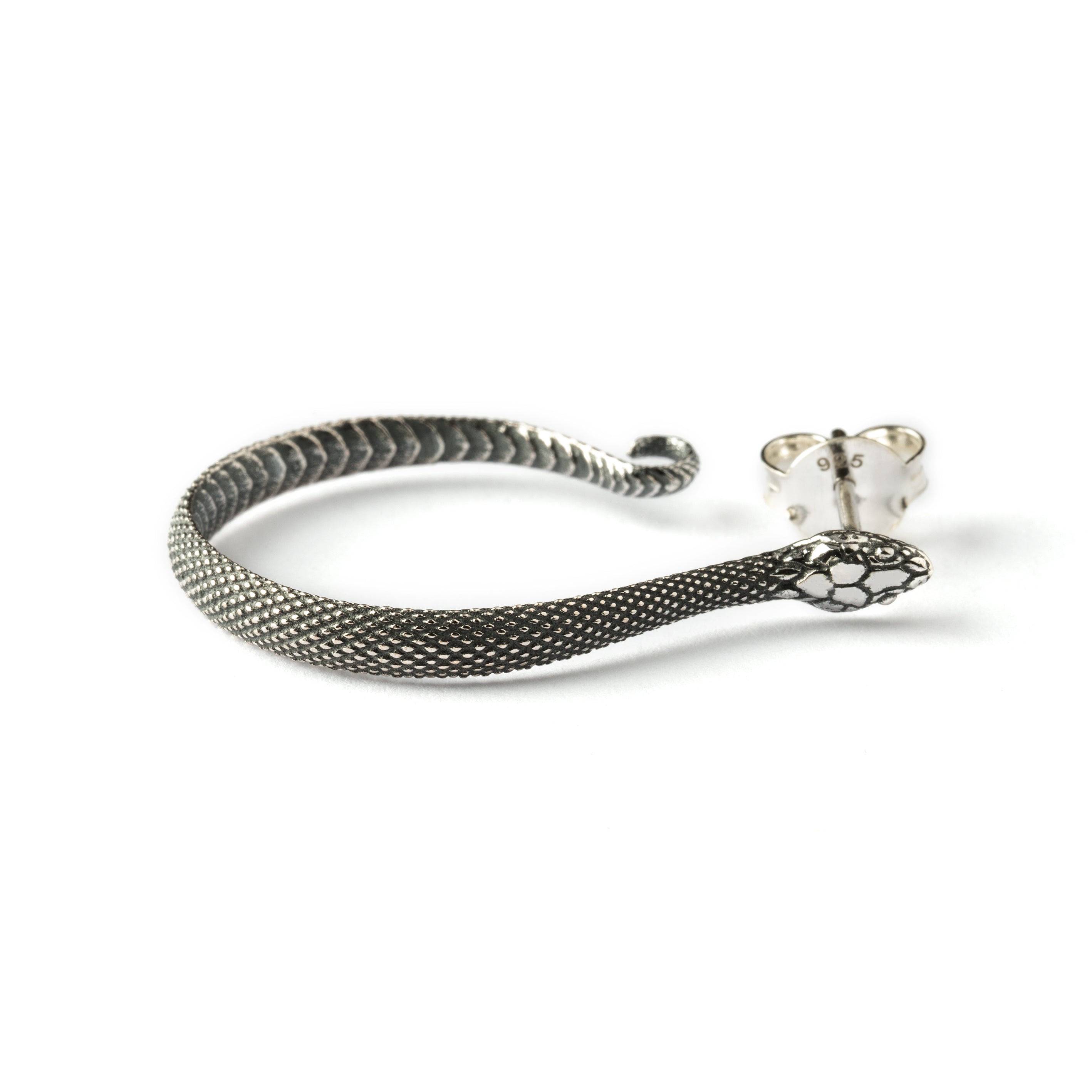 Snake open Hoops Earrings side view