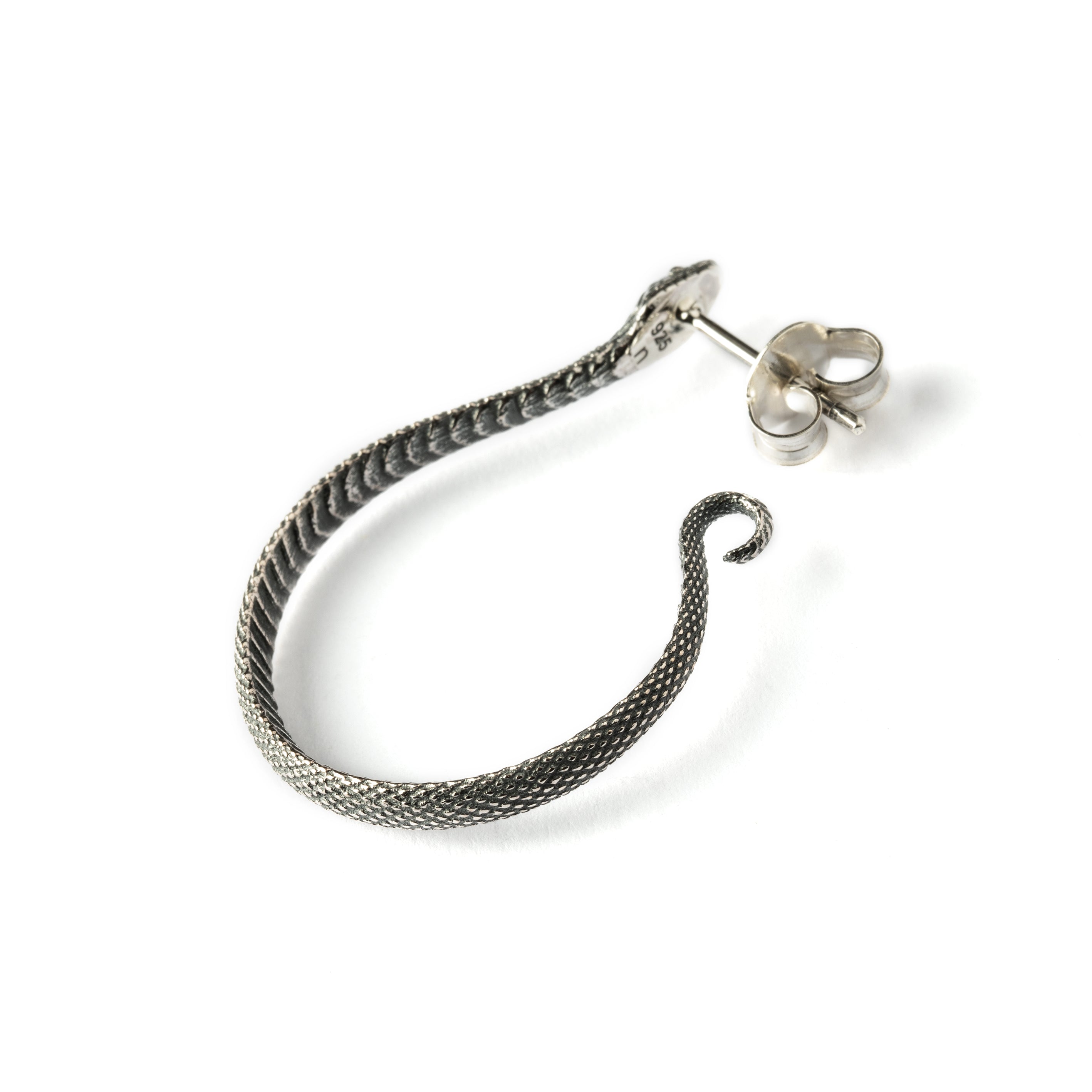 Snake open Hoops Earrings back side view