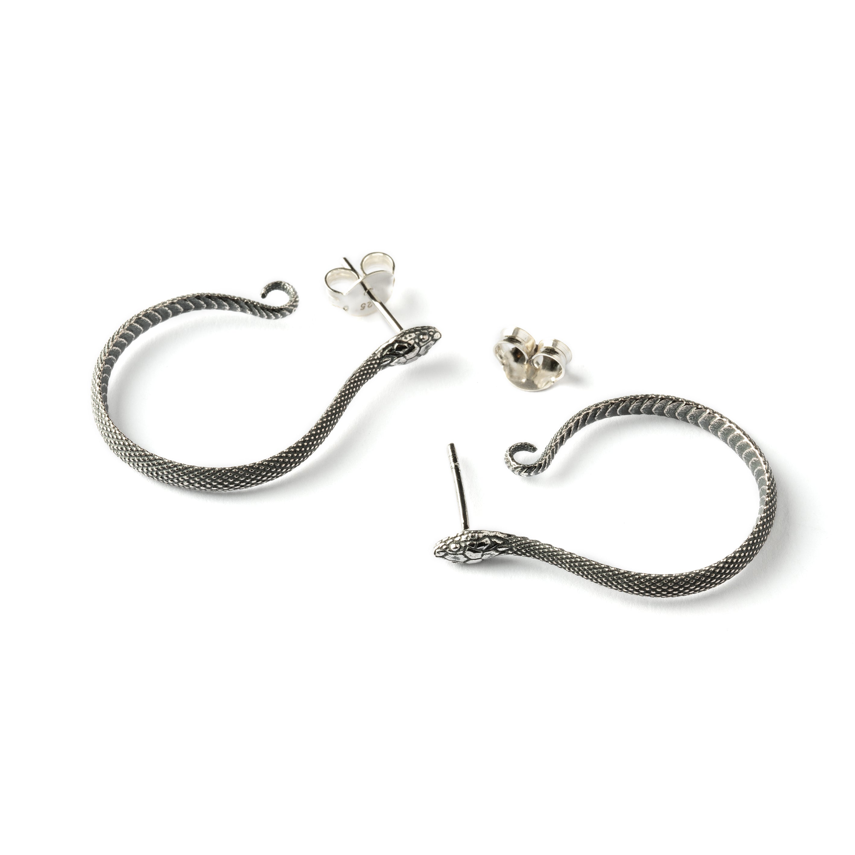 Snake open Hoops Earrings side and back view