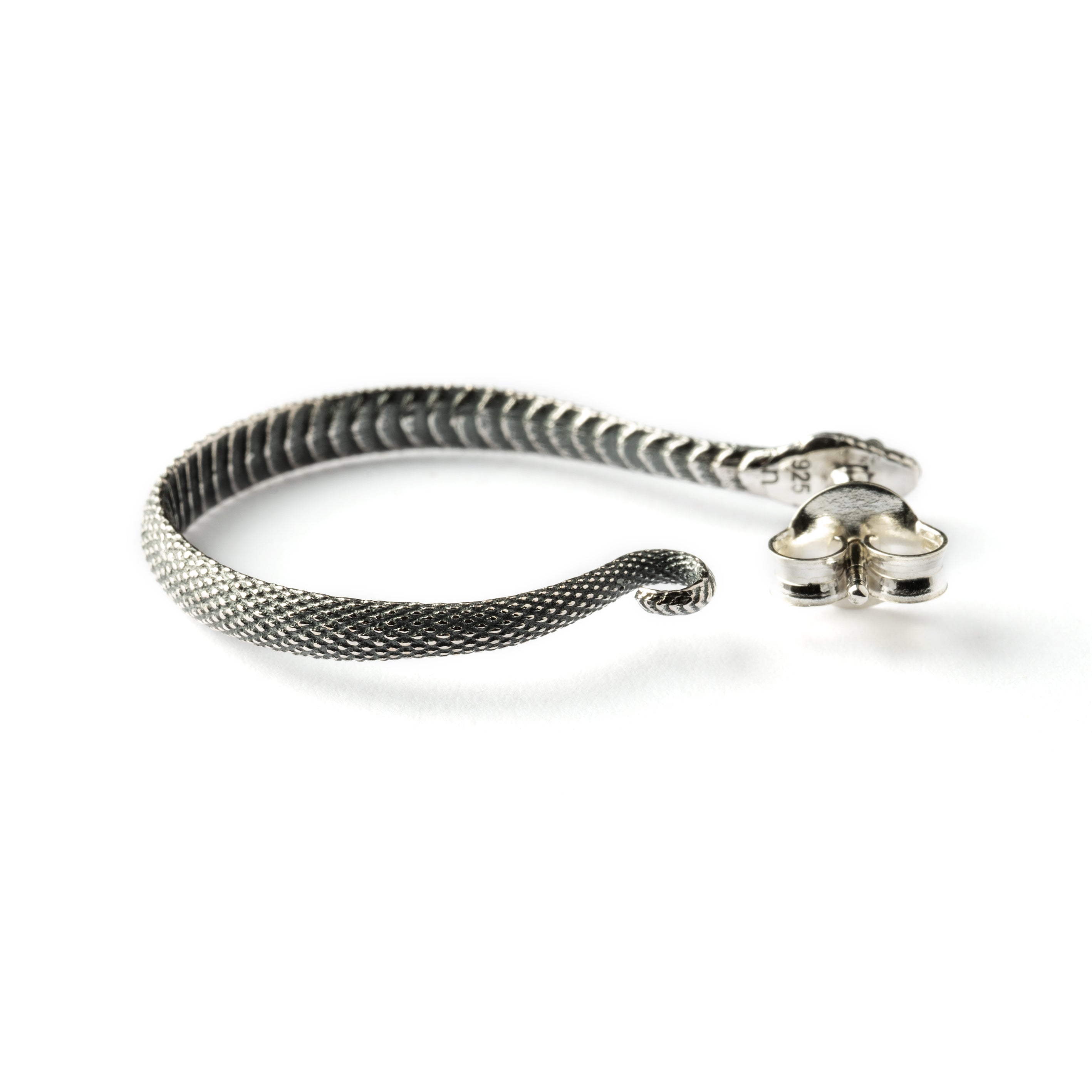 Snake open Hoops Earrings back side view