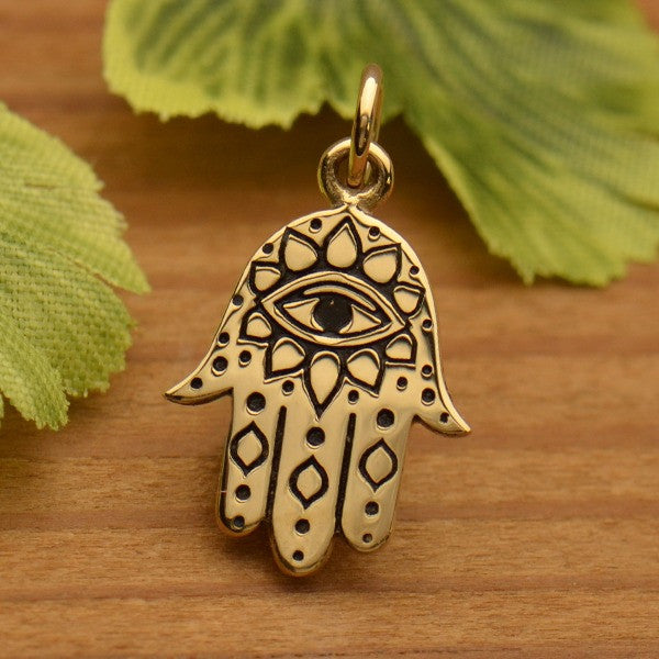 Bronze Hamsa Evil Eye Charm