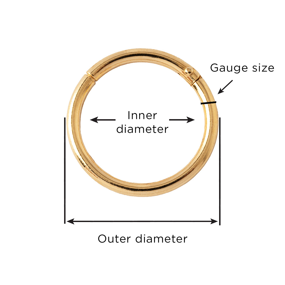 how to measure piercing ring, size, diameter, gauge, clicker ring, seamless ring