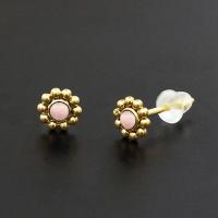 Golden Devina Studs with Rose Cat Eye