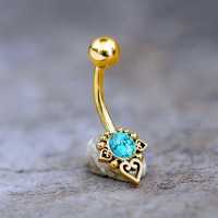 Turquoise Crown Lotus Belly Piercing