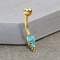 Turquoise Hira Golden Belly Piercing