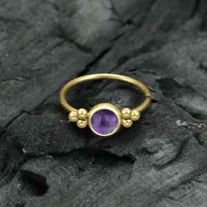 Siti Golden Nose Ring with Amethyst