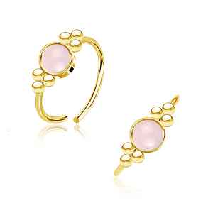 Siti Golden Nose Ring with Rose Quartz