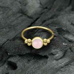 Siti Golden Nose Ring with Rose Quartz