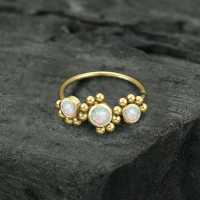 Devina Golden Nose Ring with Opals