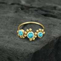 Devina Golden Nose Ring with Turquoise