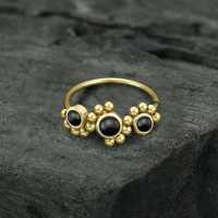 Devina Golden Nose Ring with Onyx