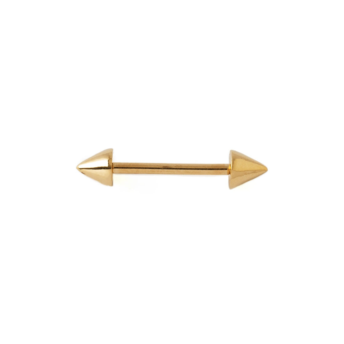 14k Gold Spikes Barbell frontal view