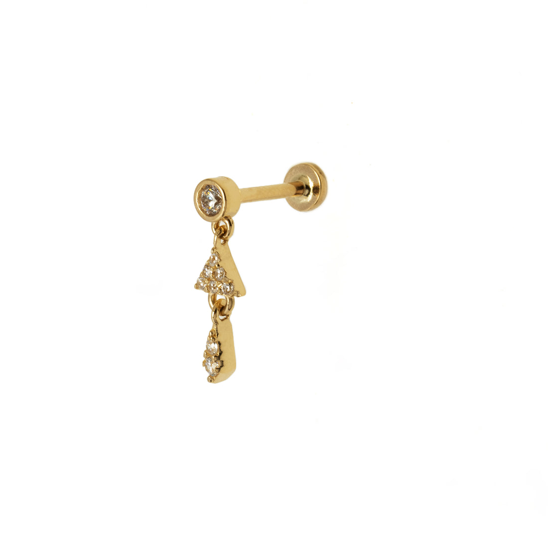 14k Gold Diamond Bell Labret right side view