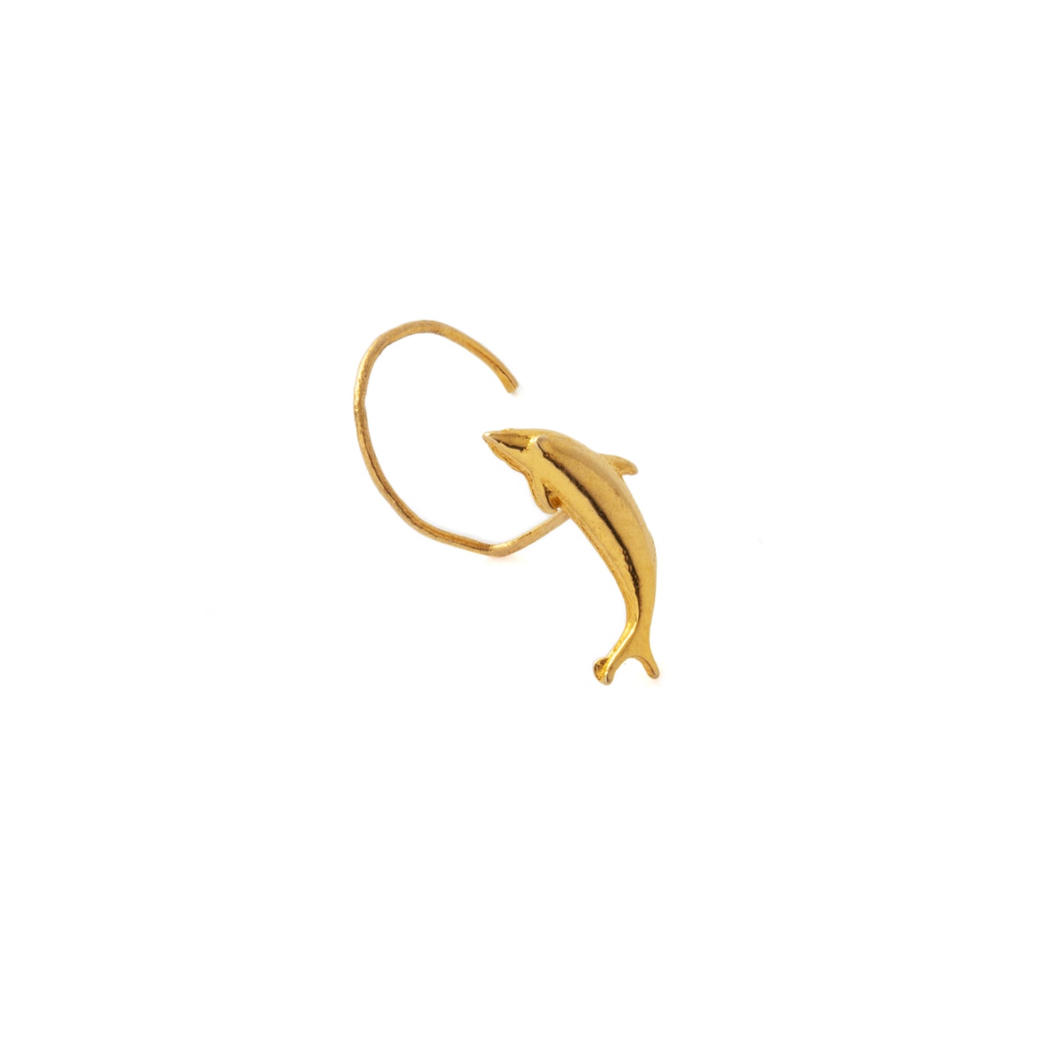 18K Gold Dolphin Nose Stud right side view