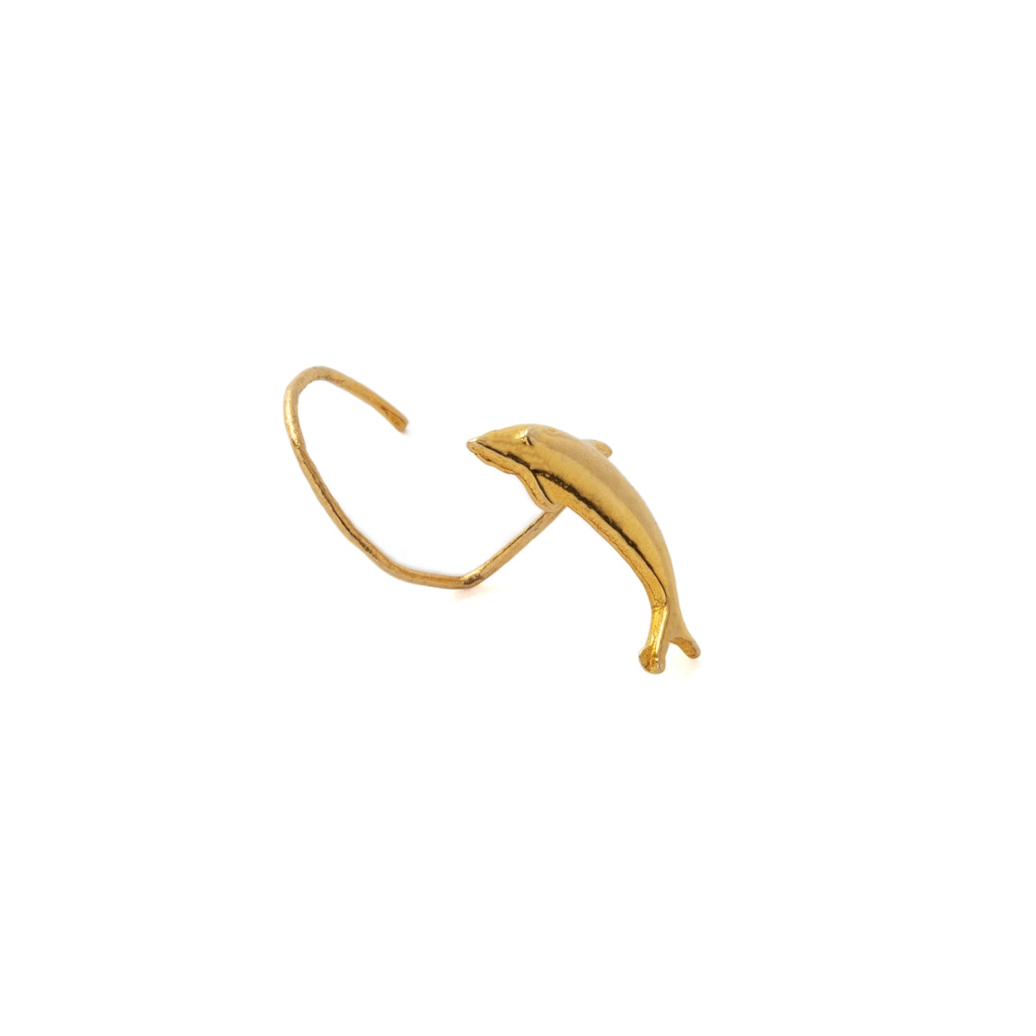 18K Gold Dolphin Nose Stud side view